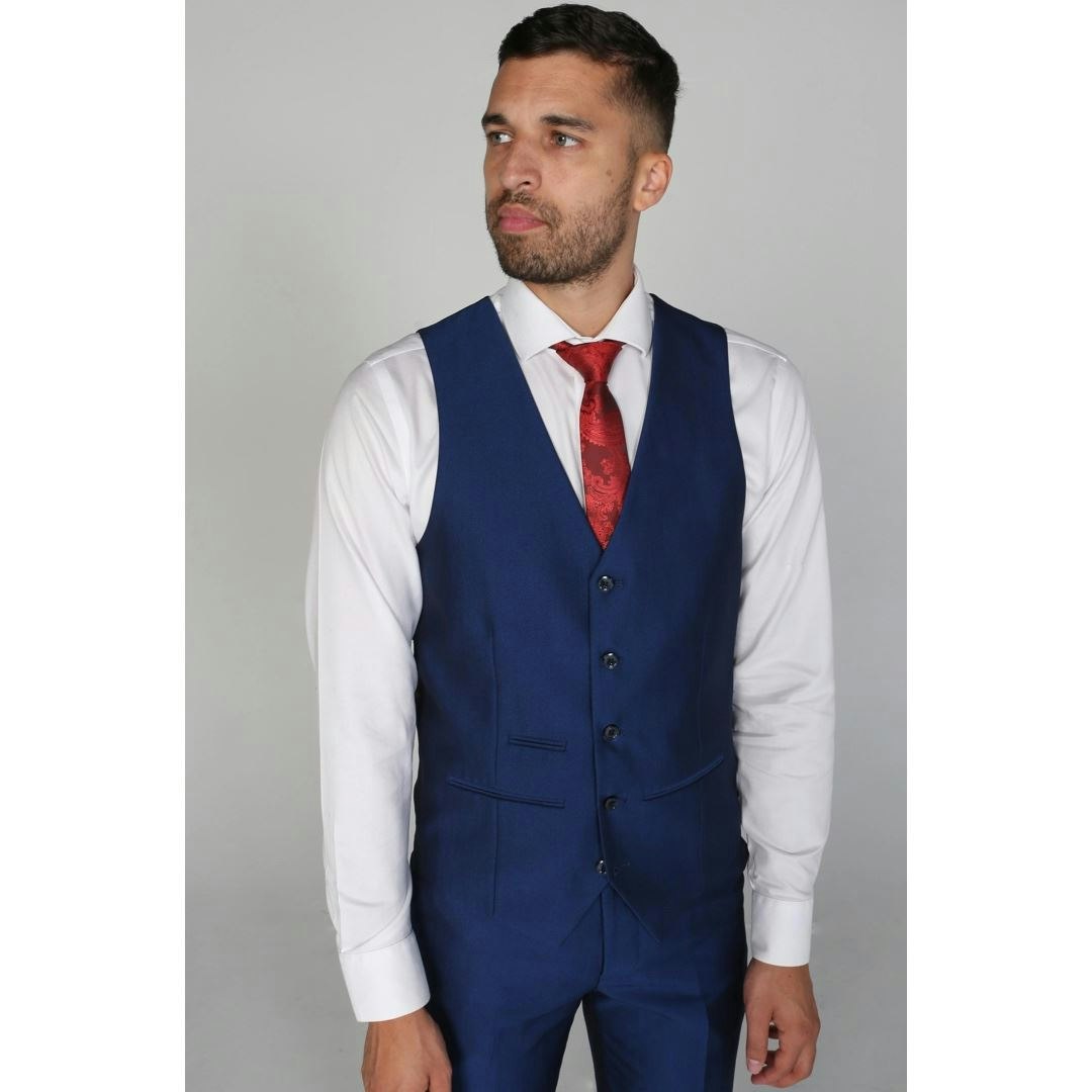 Paul Andrew Men's Blue Kingsley - Plain Waistcoat - 50