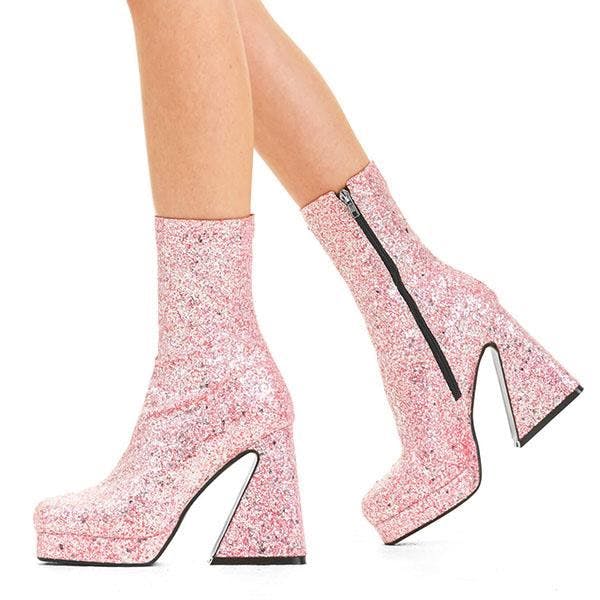 Lamoda Another Love Pinkglitter Platform Ankle Boots Bold Sparkle Footwear - Uk7