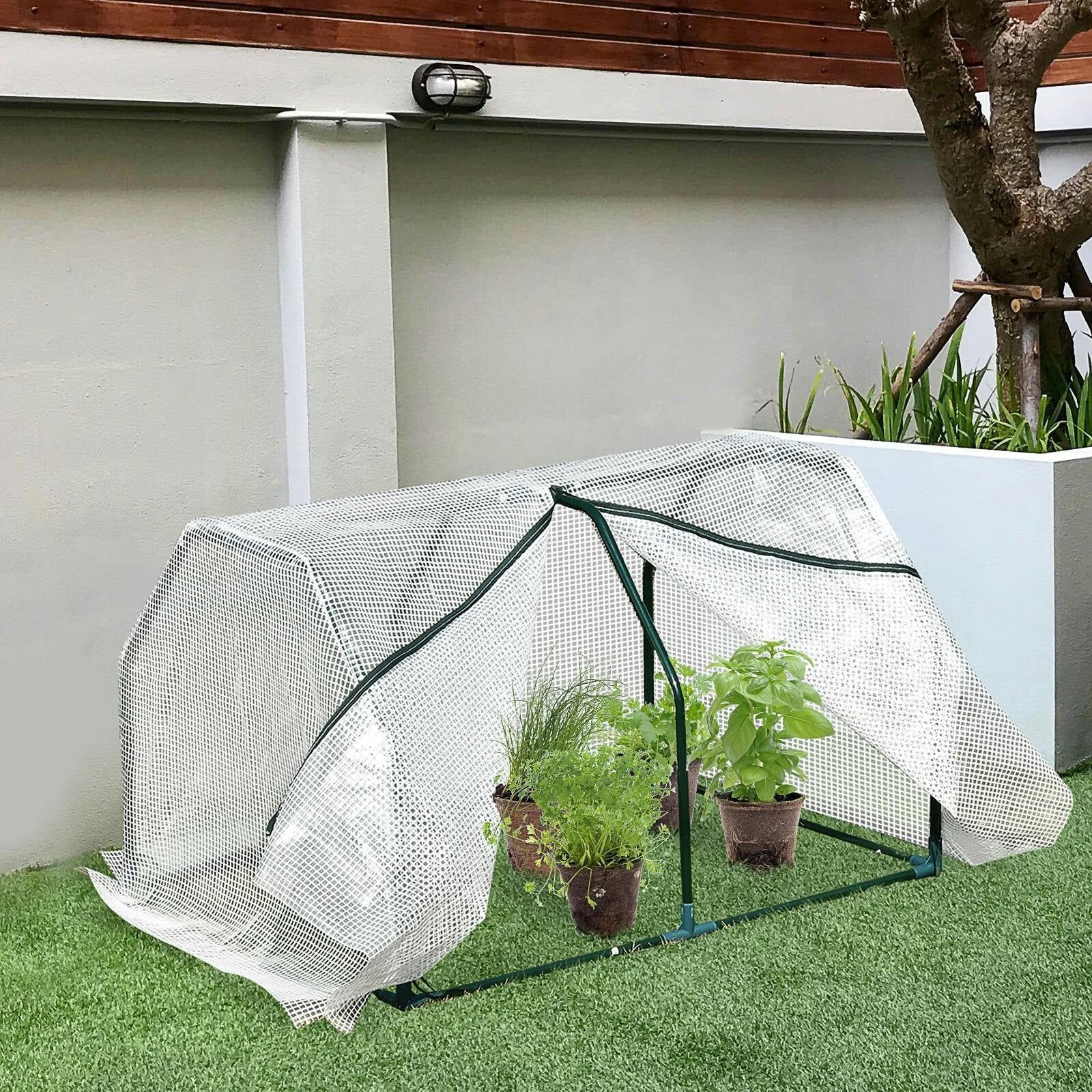 Outsunny Unisex White Mini Greenhouse Grow House Pvc Cover Steel Frame 99 X 71 X 60Cm In | : Size 99 - Image 3