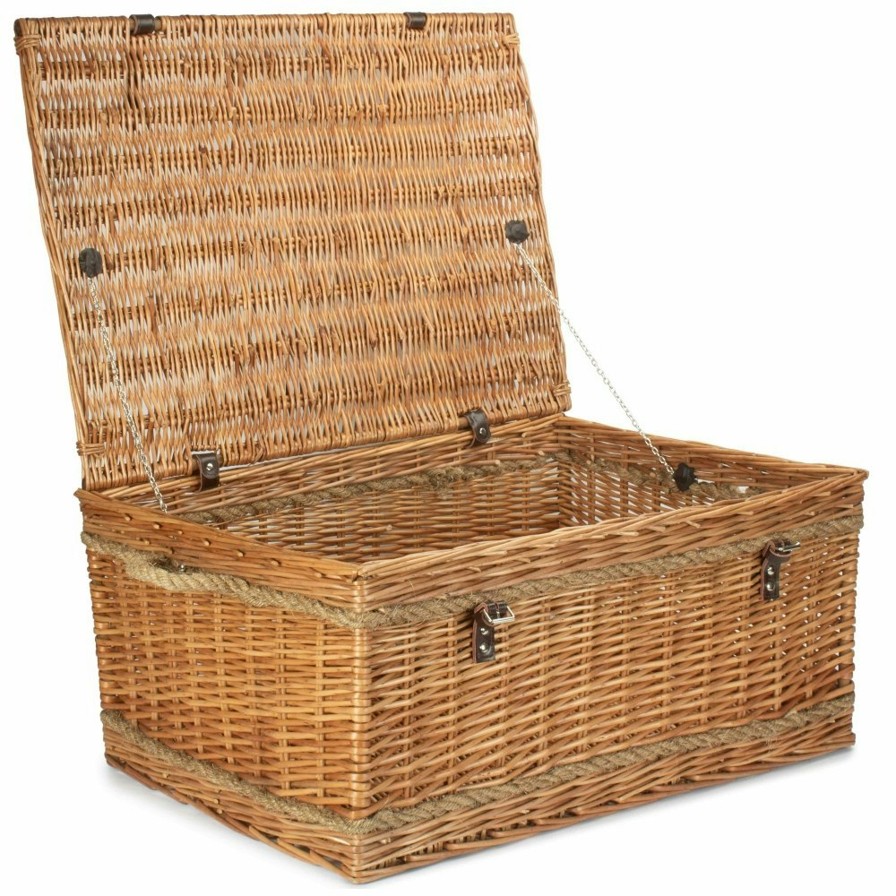 Red Hamper Red/Brown Hamper 72Cm Double Steamed Rope Handled Wicker Trunk