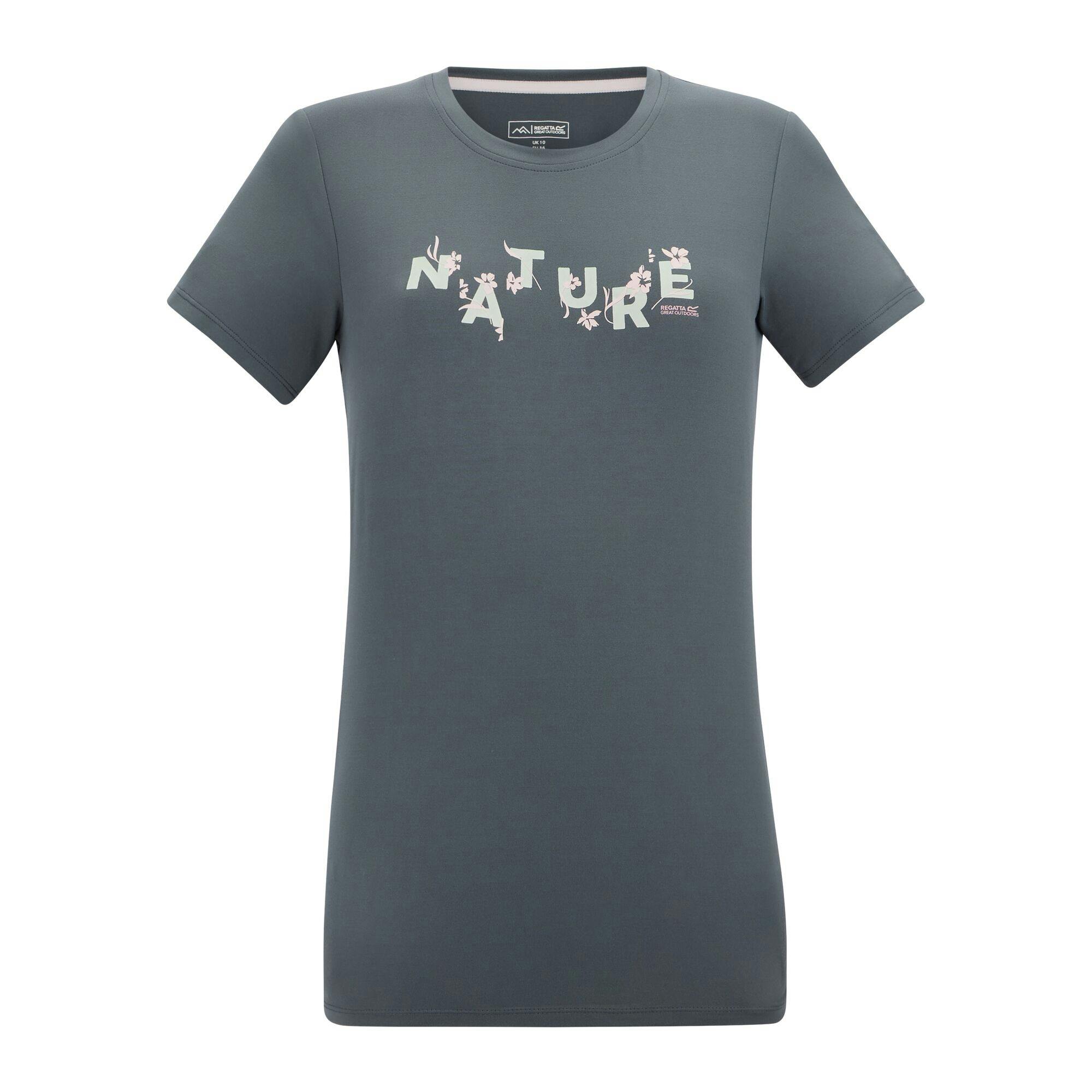 Regatta Women's Grey Fingal Flowers Stretch T-Shirt - Storm - 20 Uk - Storm - 62% Polyester/30% Recycled Polyester/8% Elastane