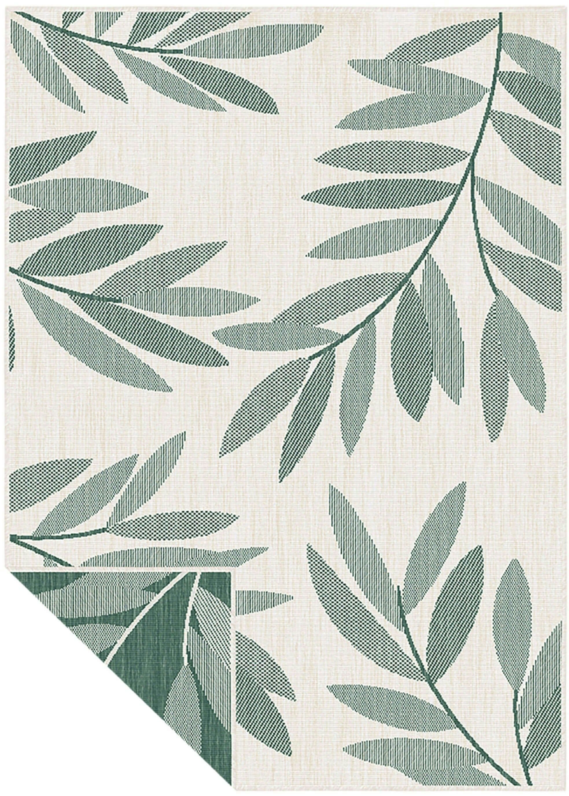 Rackhams Green Duo Weave Outdoor Rug Trailing Leaves - 160X230 Cm