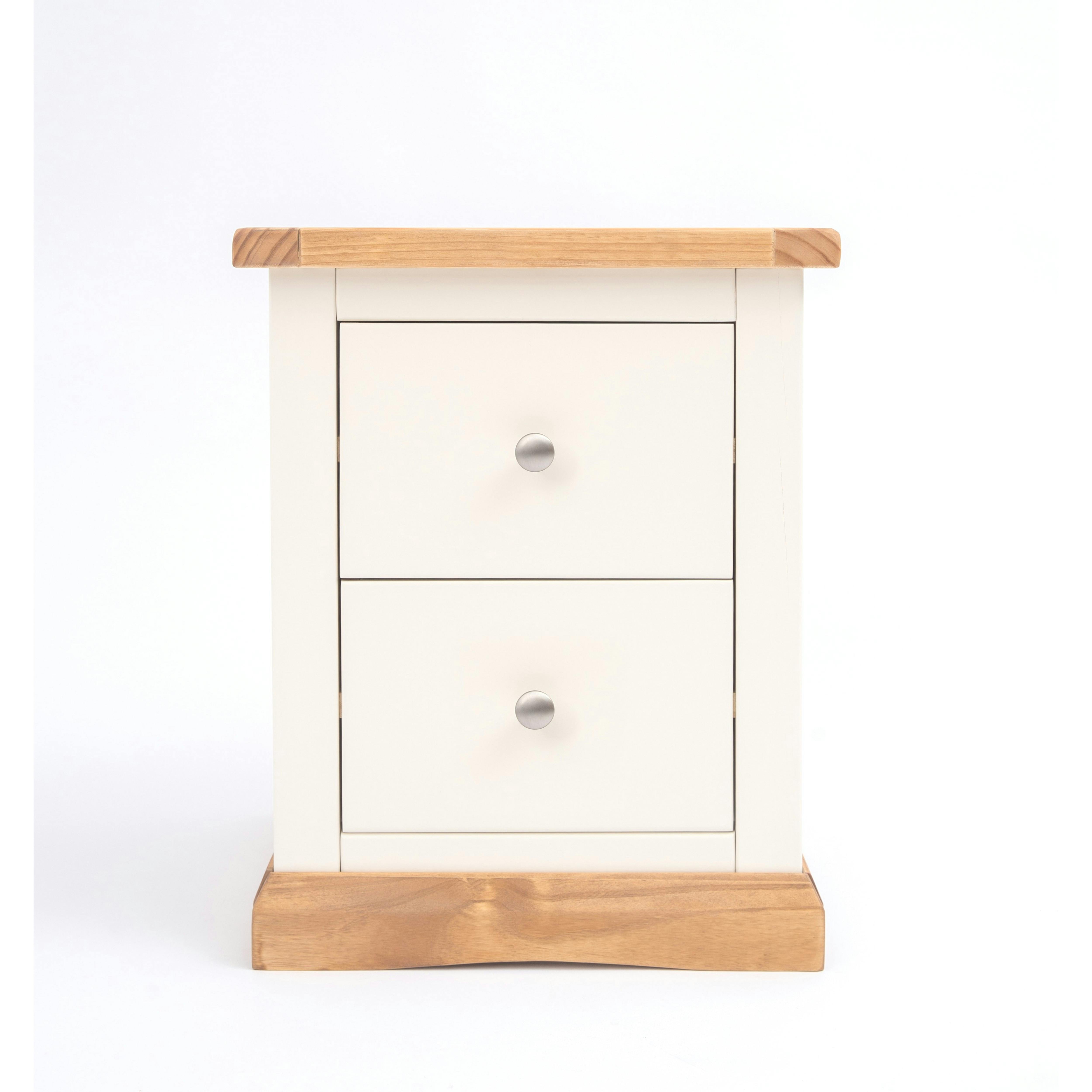 Cabinet Bits White Trevi 2 Drawer Bedside Table - Off