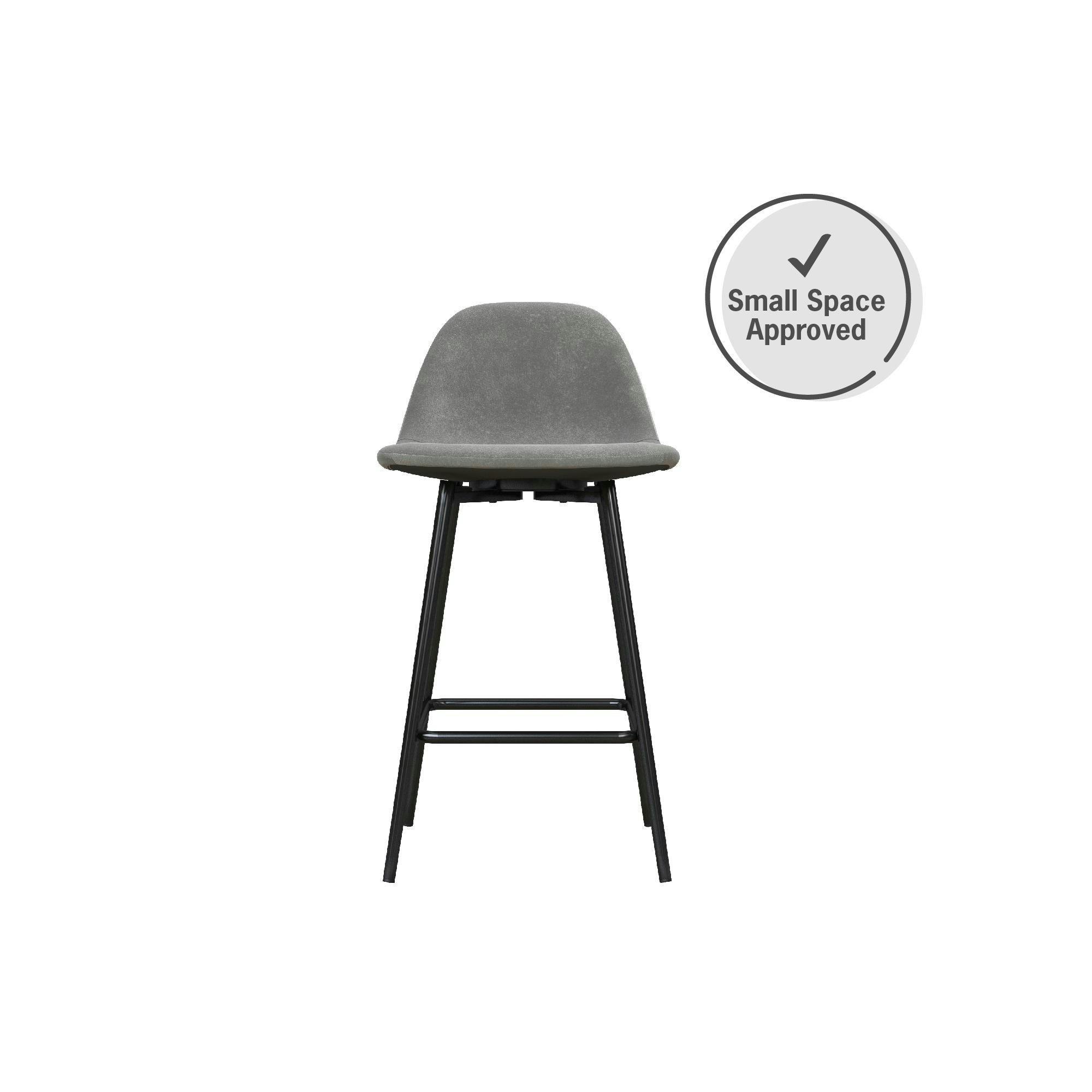 Rackhams Grey Calvin Counter Stool In Velvet