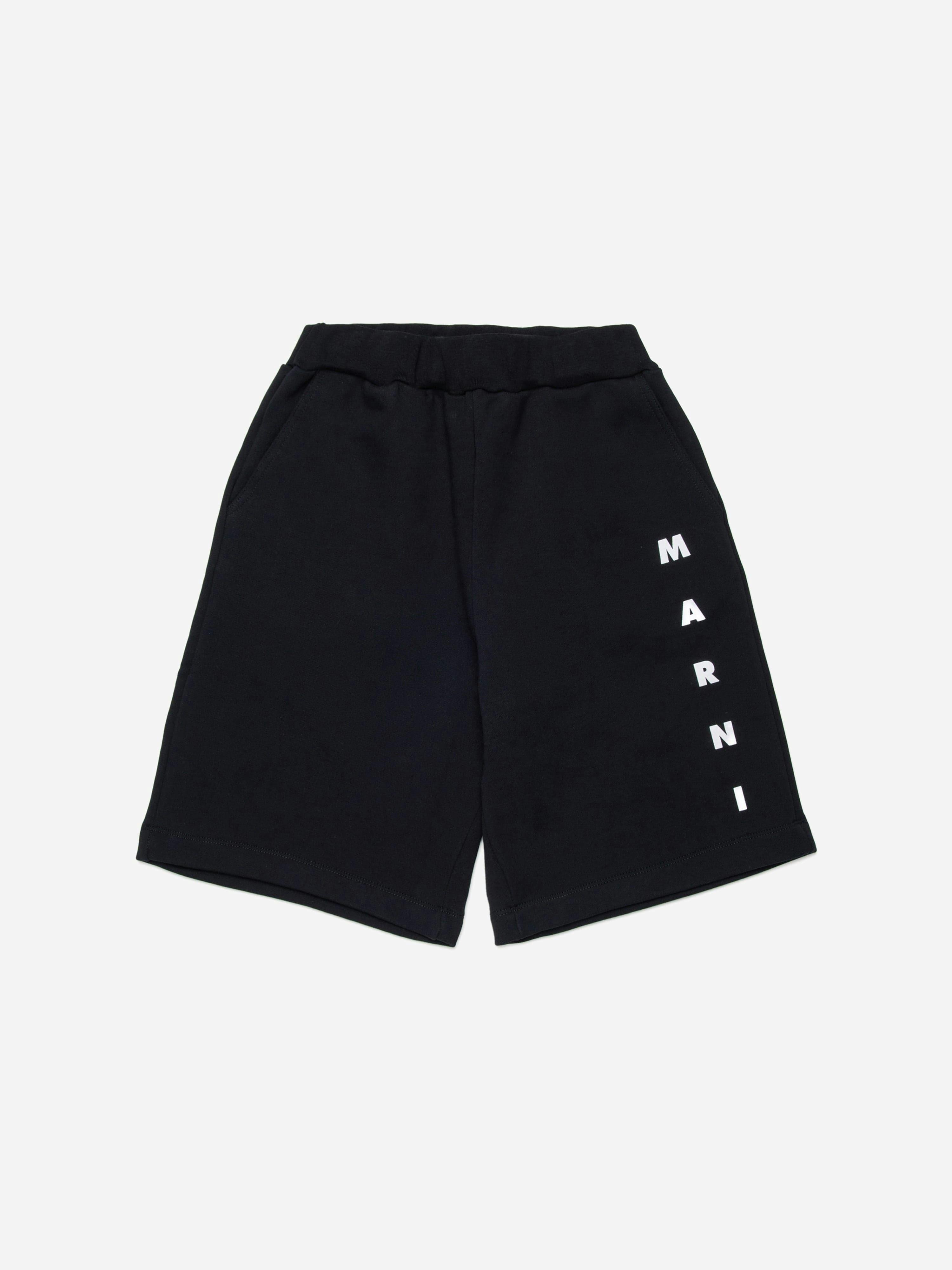 Marni Kids Boys Black Logo Shorts In - 14 Yrs