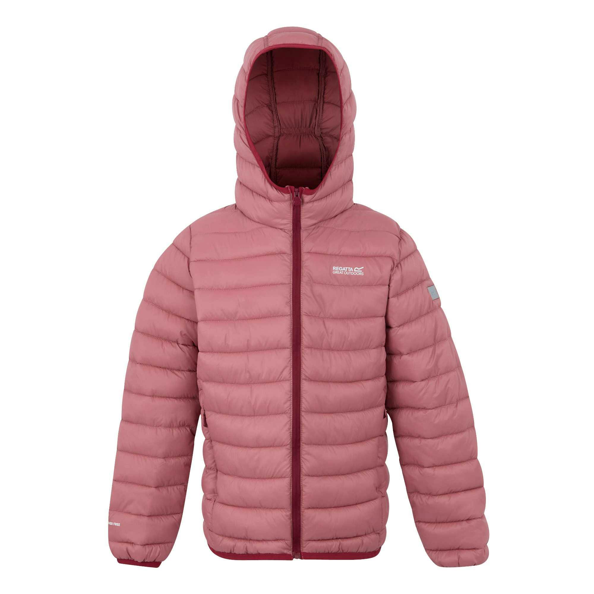 Regatta Dark Kids Marizion Hooded Padded Jacket - Dusty Rose/ Pimento - 5-6 Years - Dusty Rose/ Pimento - 100% Polyamide