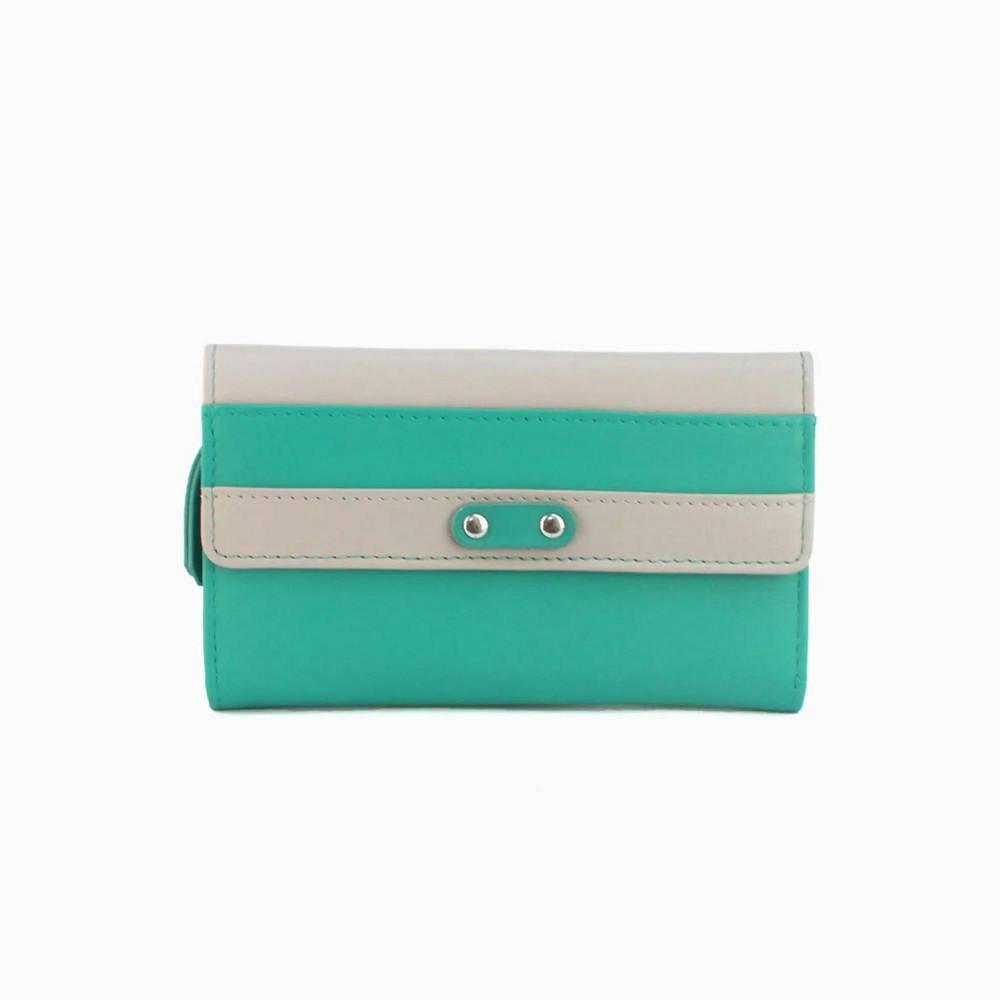Eastern Counties Leather Women's Turquoise/Ivory Madison Striped Leather Purse - One Size - 100% Leather