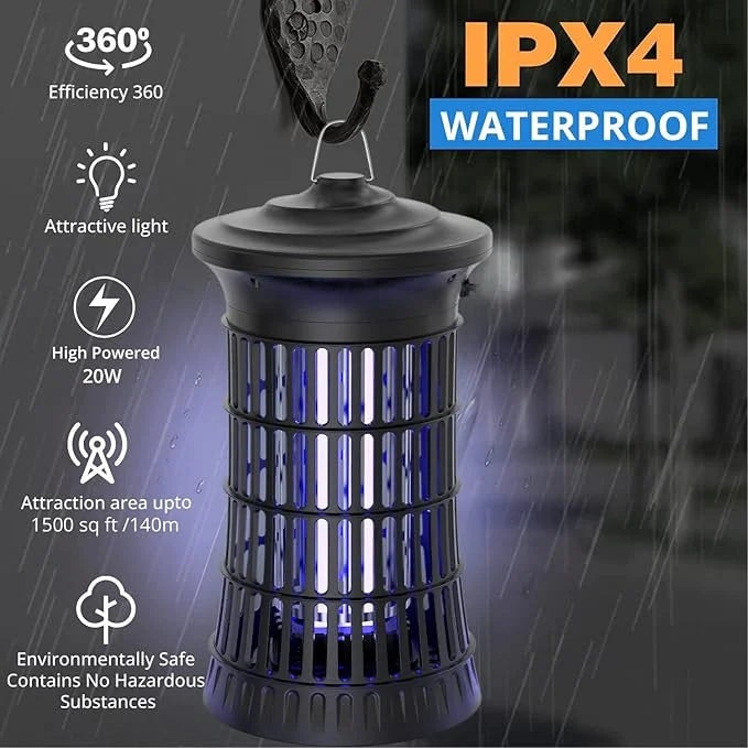 Senelux Light Mosquito Killer Lamp 4500V Fly Zapper 20W Insect Trap With Uv 100M³ Coverage