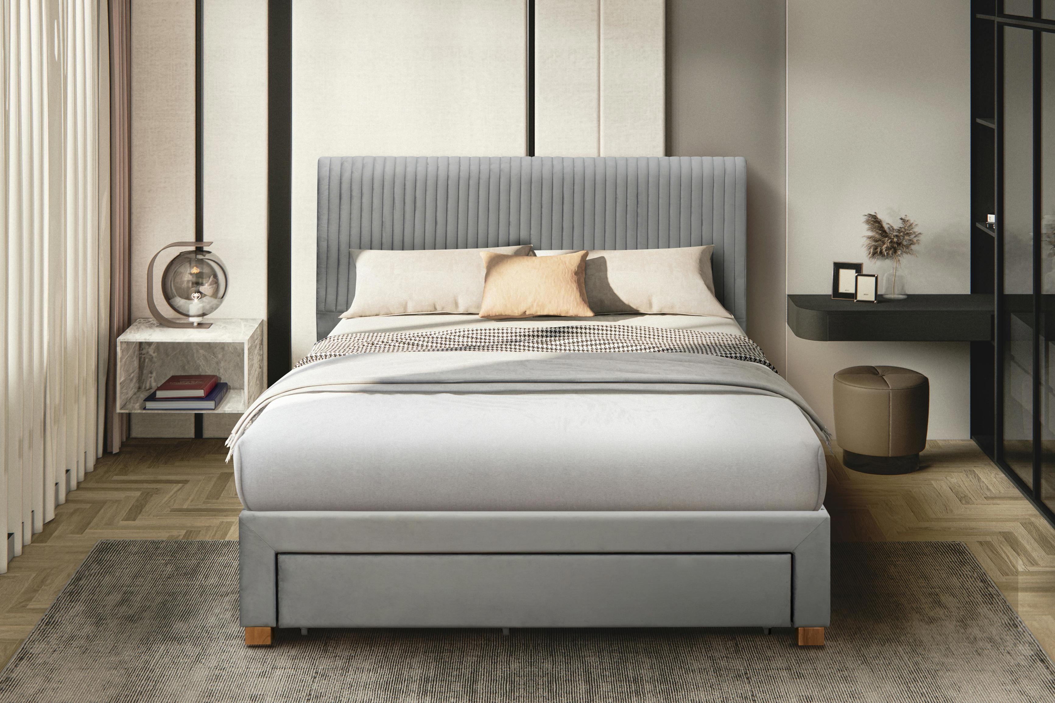 Flintshire Furniture Grey Drury Double 4Ft 6 Bed Frame With Drawers - 5Ft - 115.5 - 159