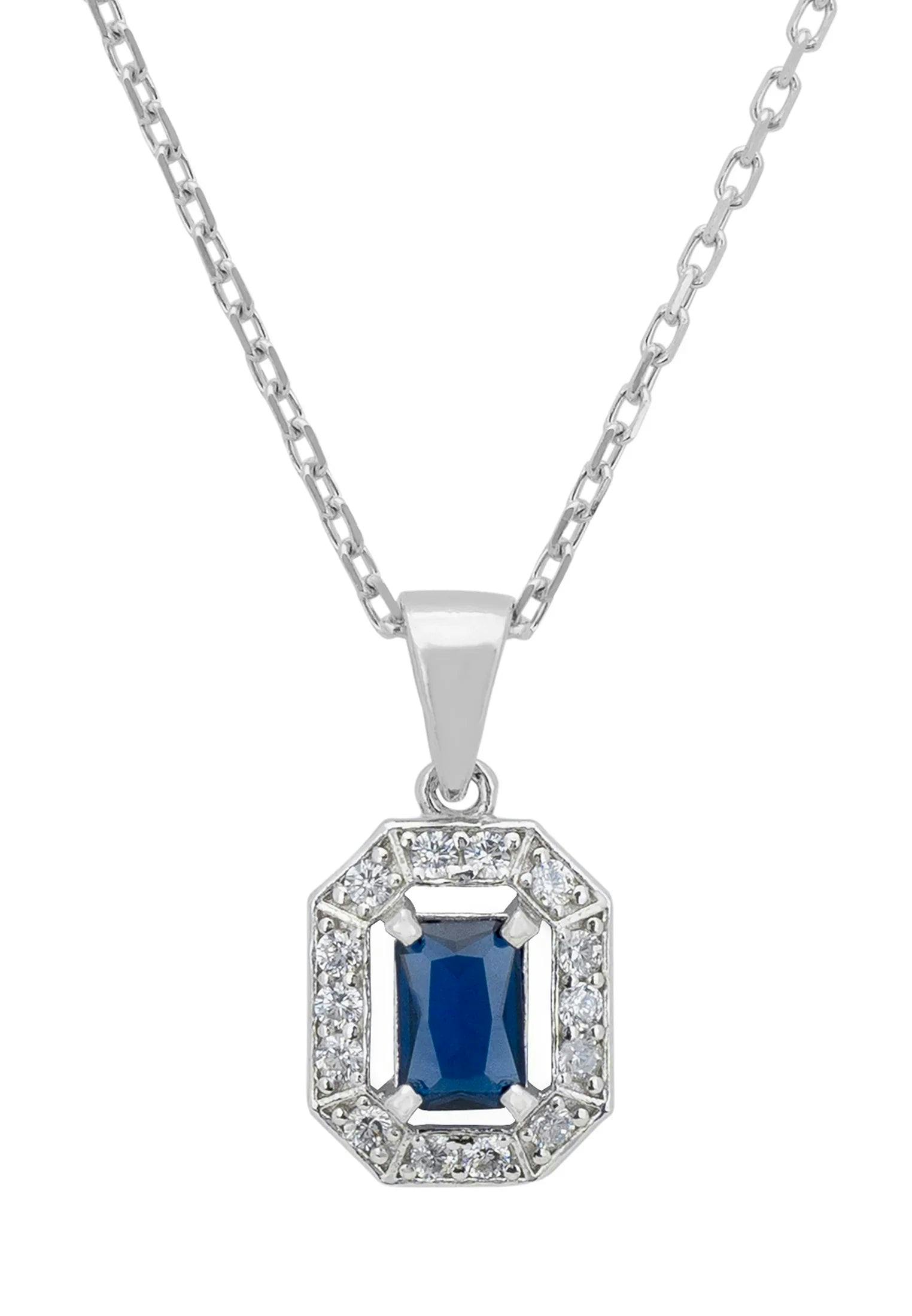 Latelita Silver Whistledown Gemstone Pendant Necklace Sapphire