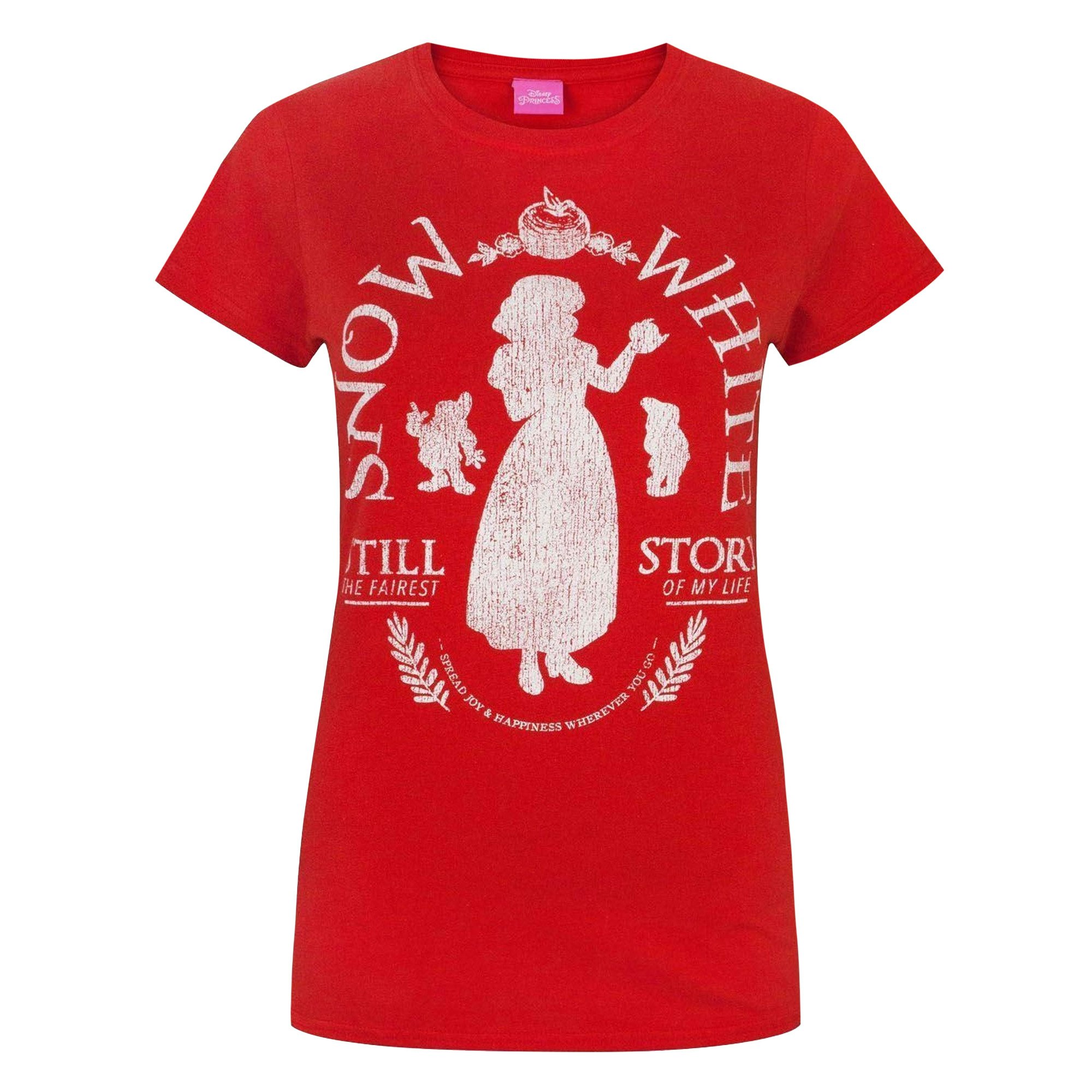 Disney Women's White/Red / Snow Distressed T-Shirt - Medium