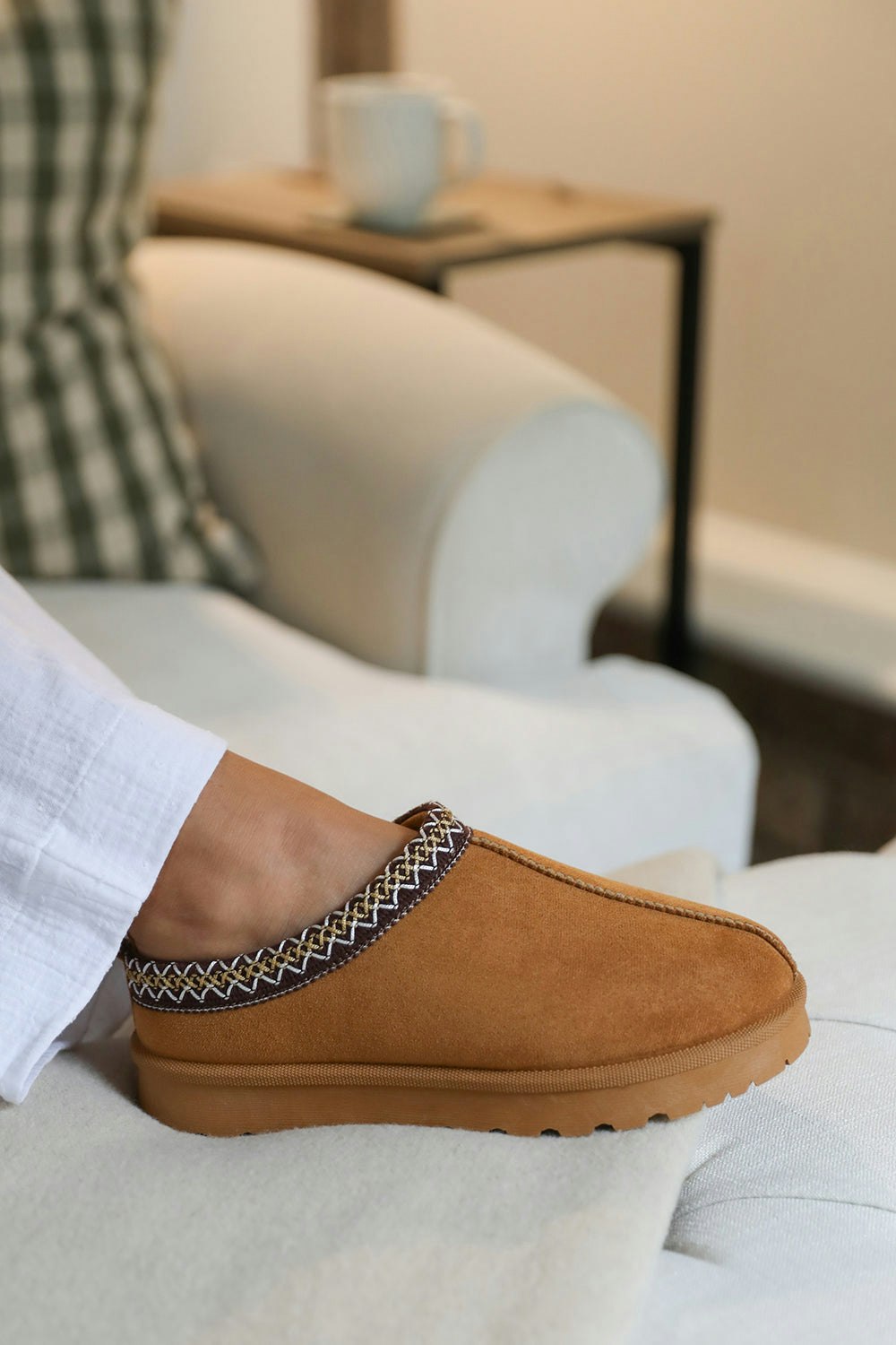 Where's That From Pine Aztec Detail Faux Fur Lining Mini Boots In Chestnut Suede - Chestnut Size 4
