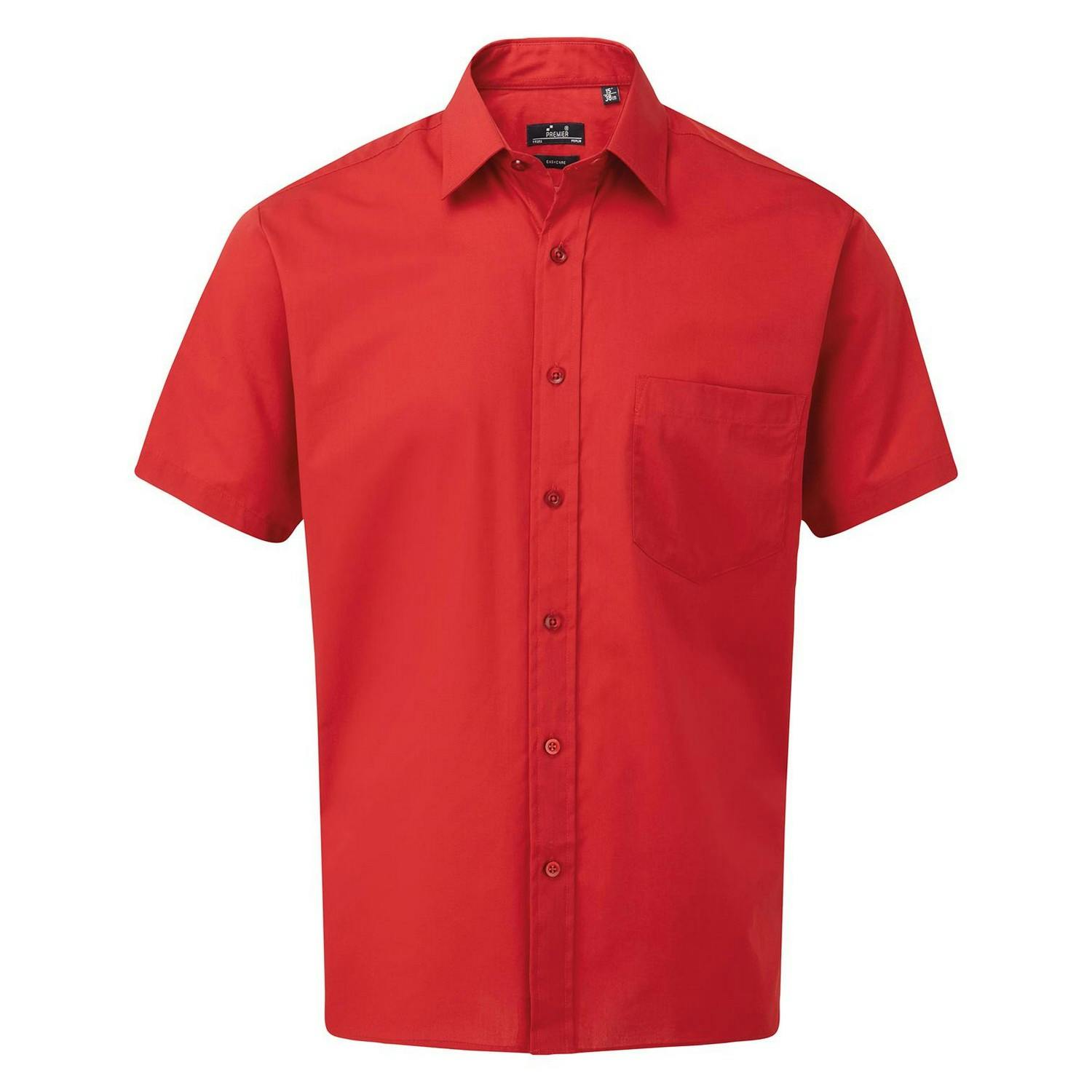 Premier Men's Red Short Sleeve Poplin Shirt In | Size: 18 Inches - Image 4