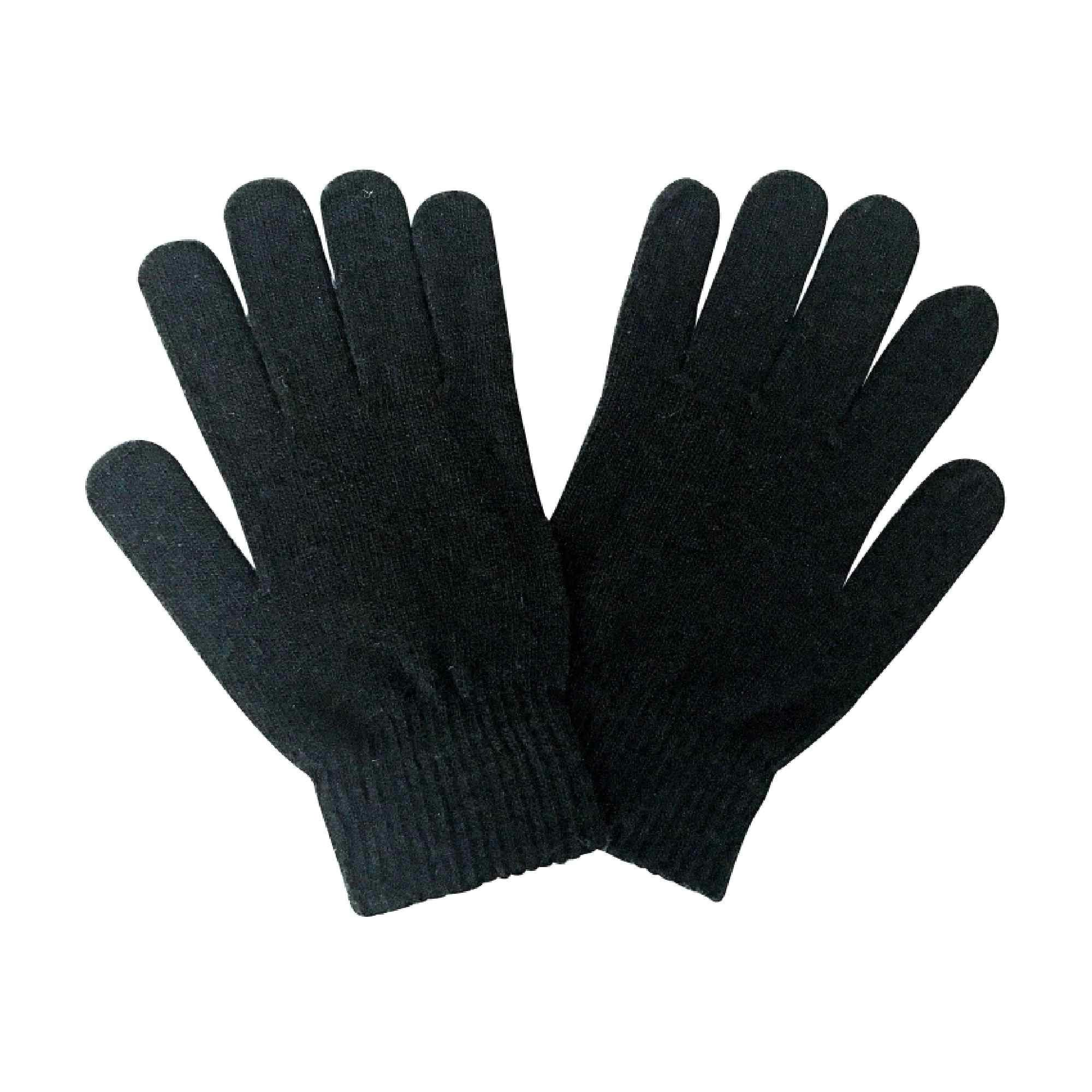 Sock Snob Men's Black Thin Knitted Winter Magic Thermal Wool Gloves - One Size