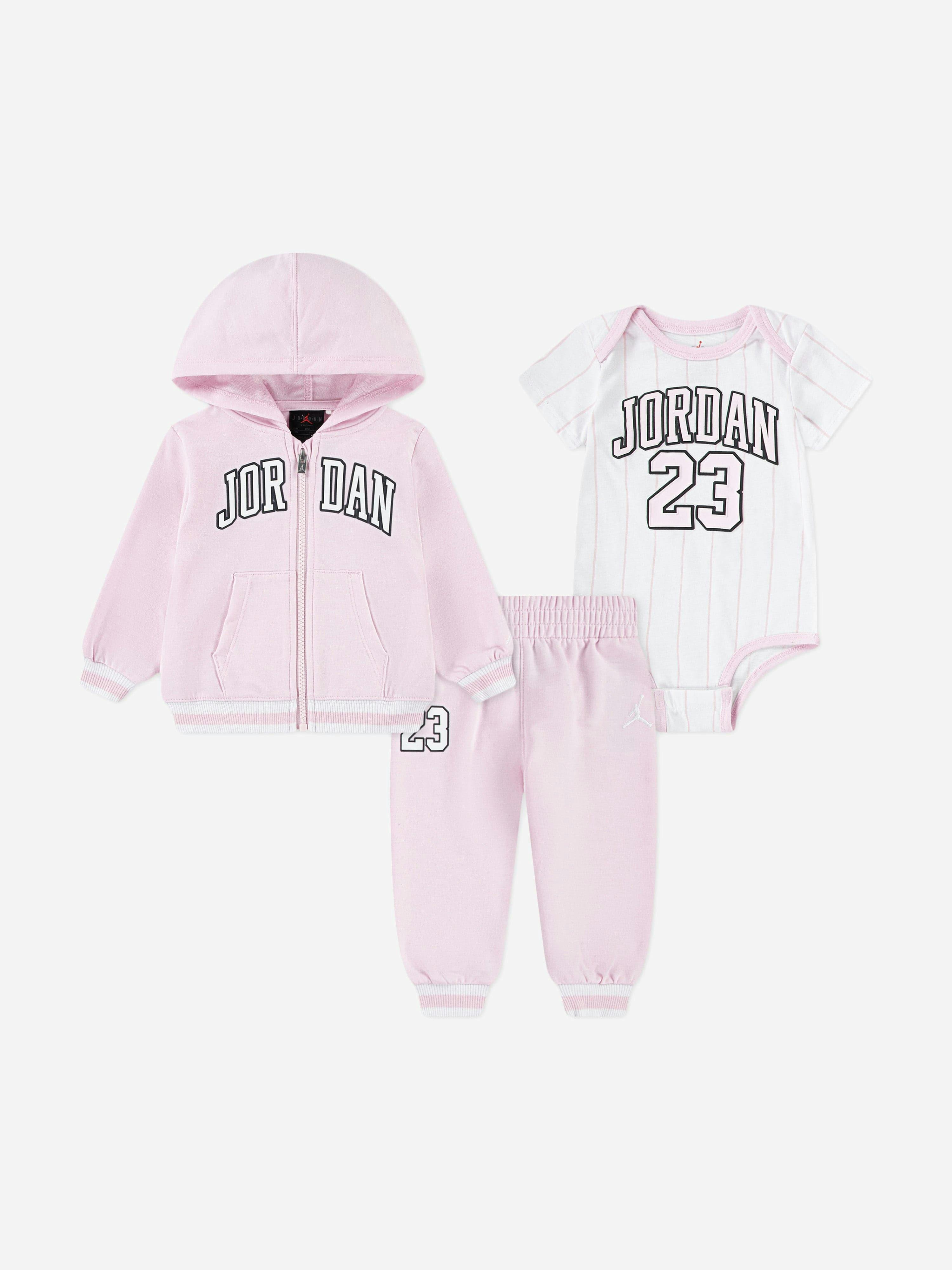 Jordan Women's Pink Baby Girls Mj 23 Fz Tracksuit Gift Set In - 12 Months