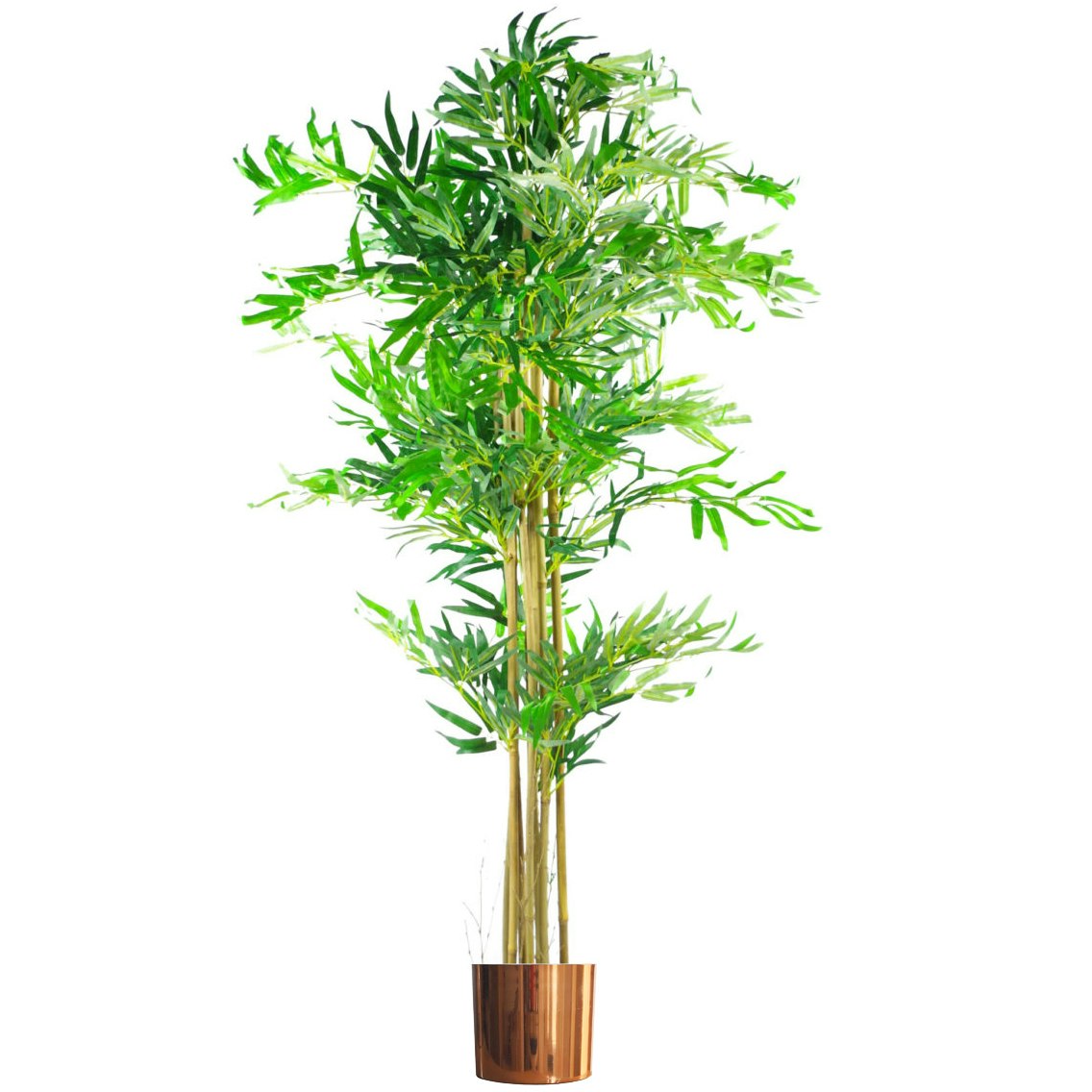 Leaf Green 150Cm (5Ft) Realistic Artificial Bamboo Plants Trees - Xl With Copper Metal Planter - 150Cm - 150Cm - Copper