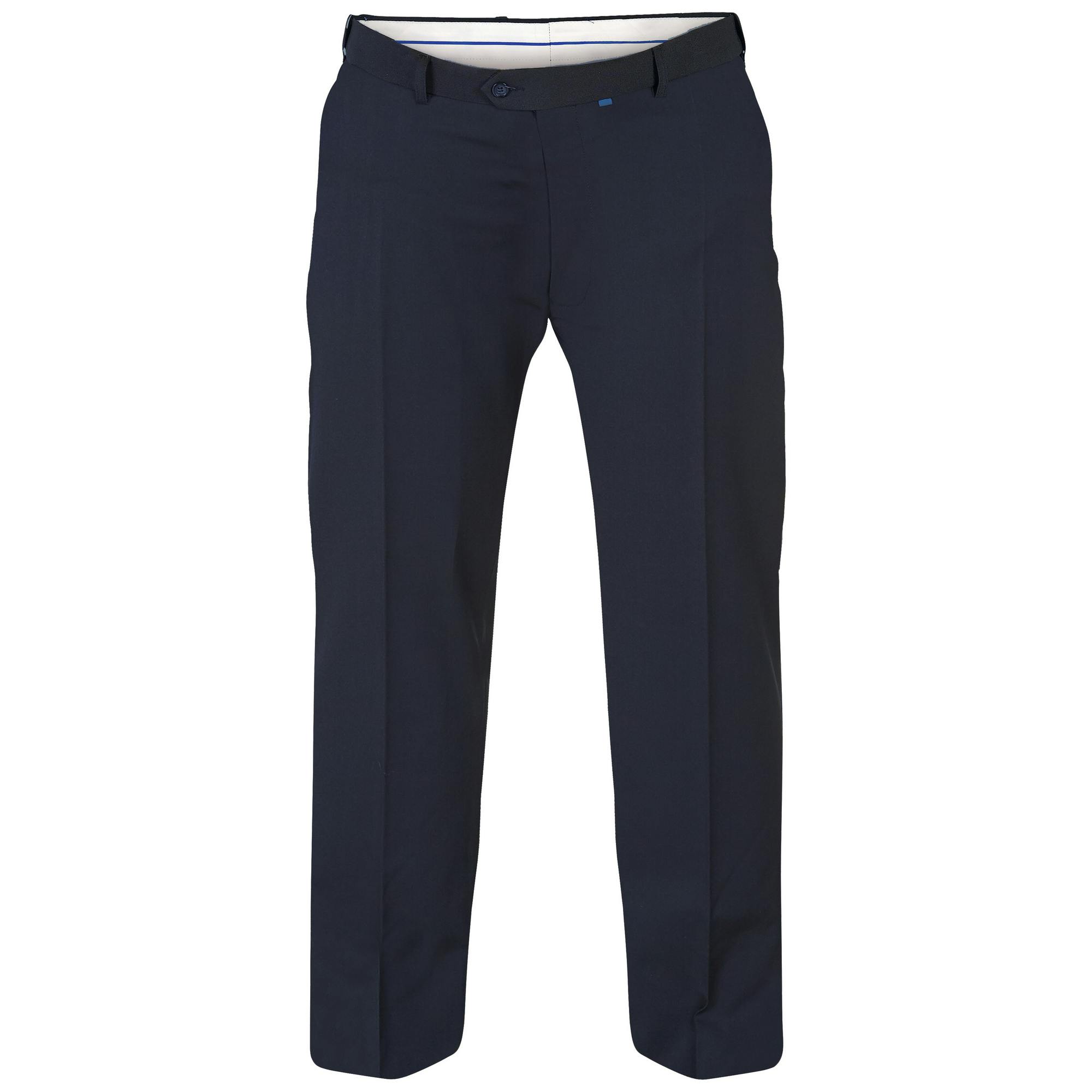 Duke Men's D555 Supreme Stretch Kingsize Trousers - Navy - 42L - Navy - 70% Polyester/28% Rayon/2% Elastane