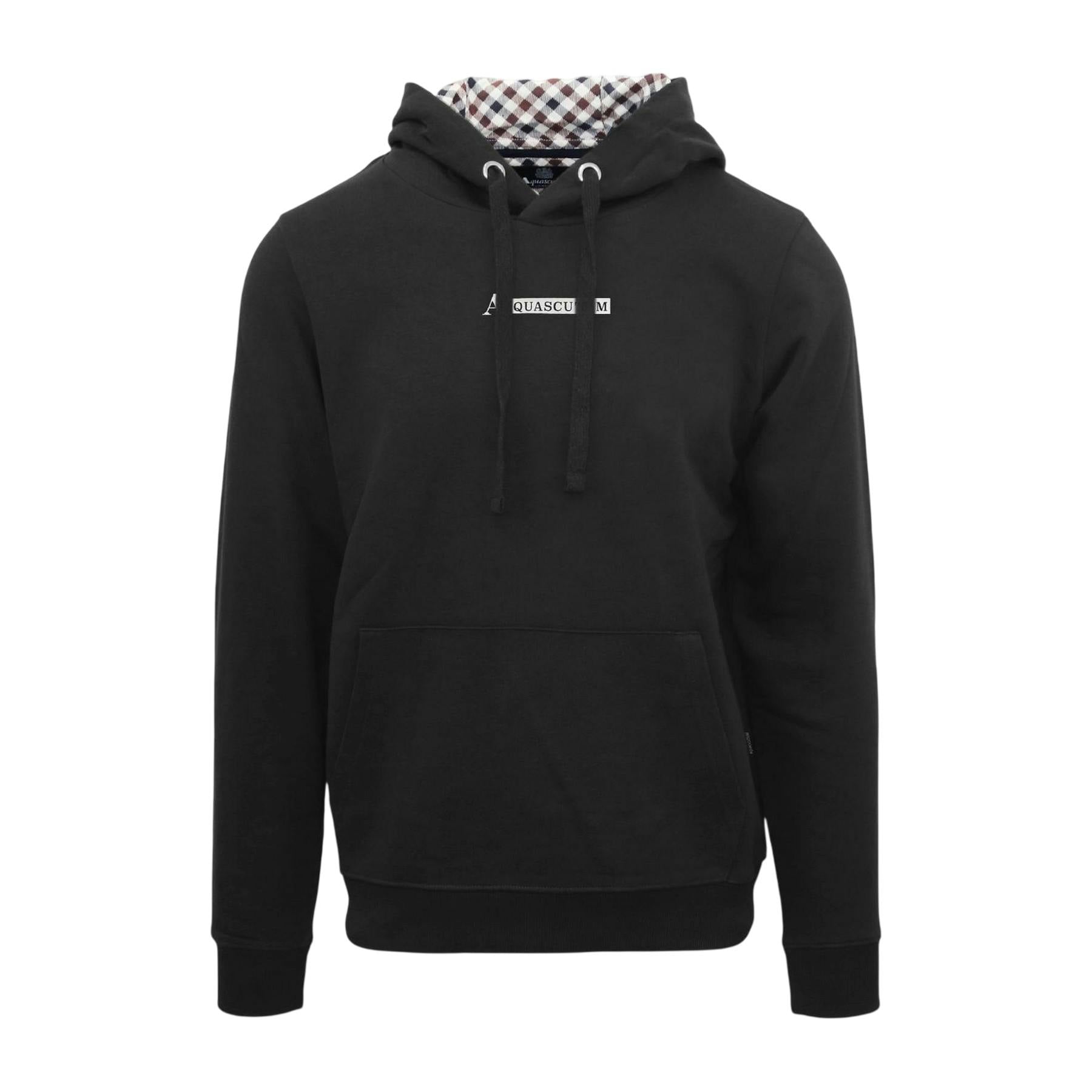Aquascutum Men's Black Lettering Hoodie - M - 100% Cotton