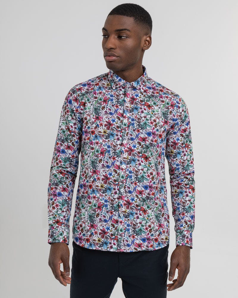 Steel & Jelly White Limited Edition Floral Print Shirt - L