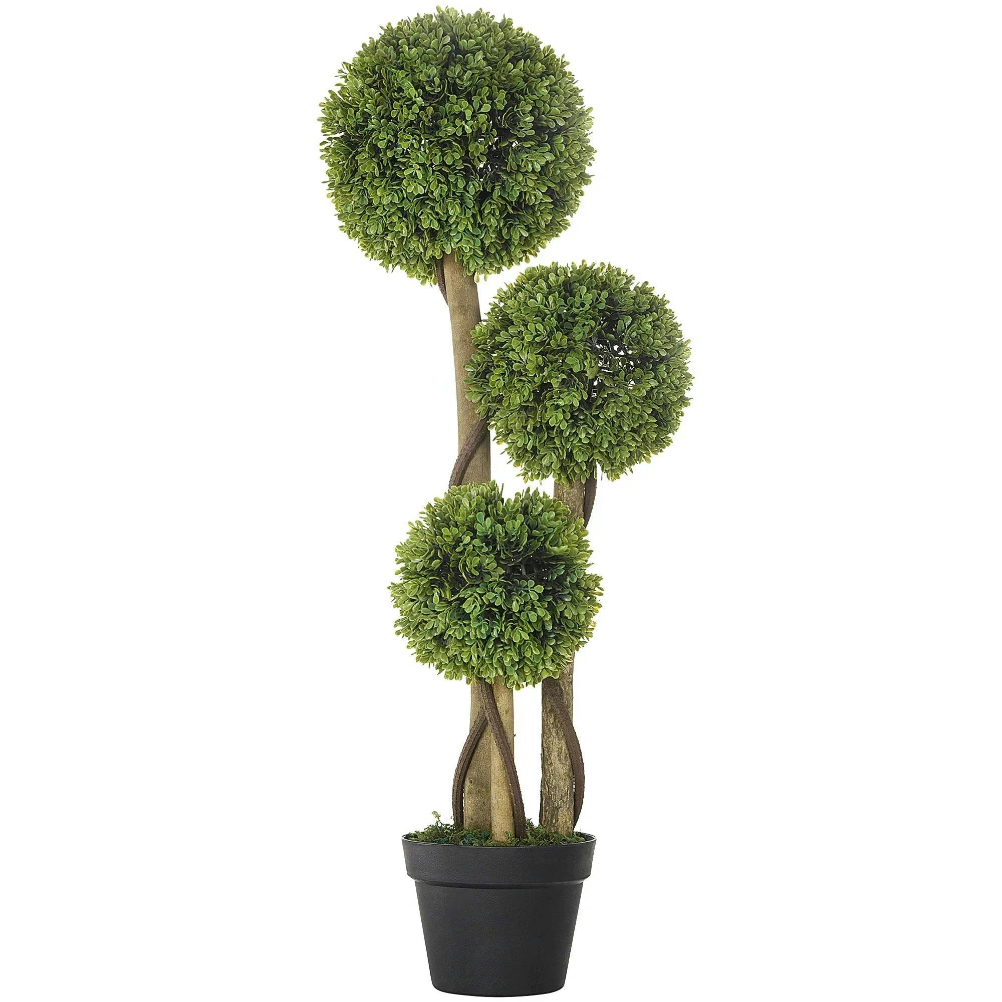 Bobobiy Light/Green Decorative Artificial Trees Boxwood Ball Topiary Trees In Pot, Fake Plants For Home Indoor Outdoor Decor, 90 Cm, - Image 9