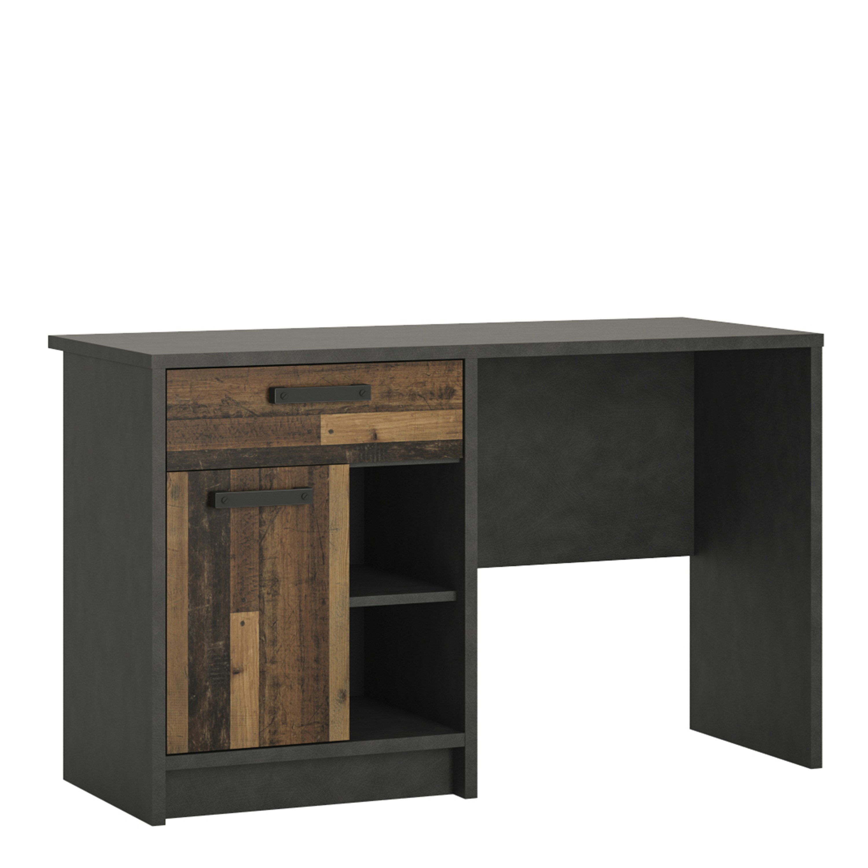 Rackhams Dark/Grey Brooklyn Desk With 1 Door And 1 Drawer In Walnut And Matera - Walnut & - 52 - 74