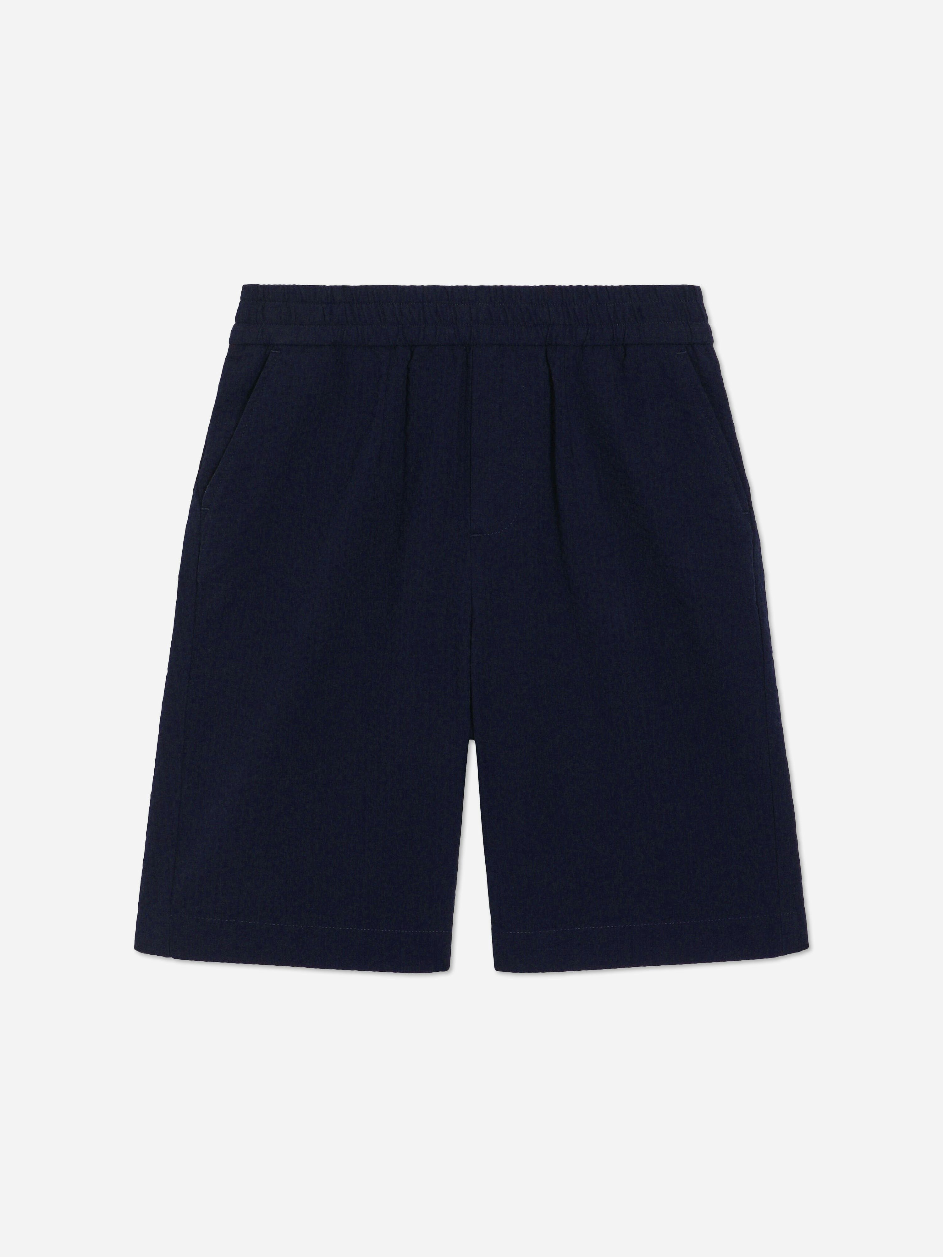 Dolce & Gabbana Kids Boys Blue Dolce & Gabbana Seersucker Shorts In Navy - 6 Yrs