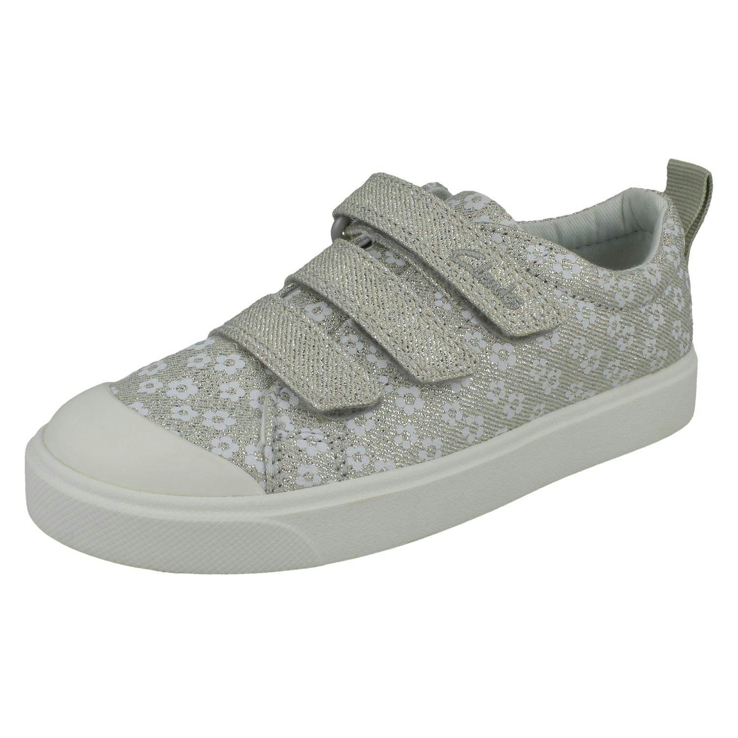 Clarks Girls Silver Machine Washable Casual Shoes City Vibe - Uk 12.5 Child - G