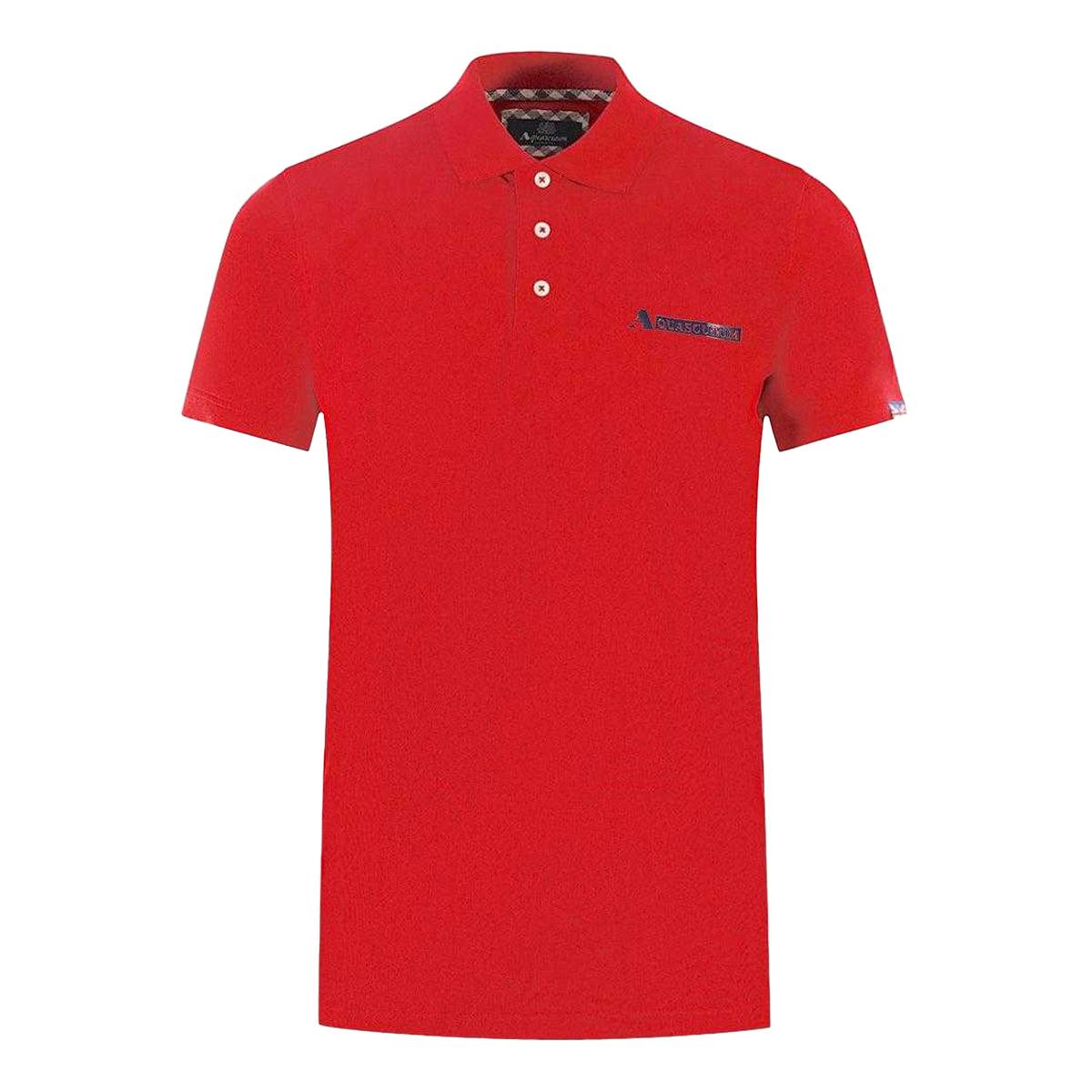 Aquascutum Unisex Red Adult Boxed Logo Polo Shirt - M