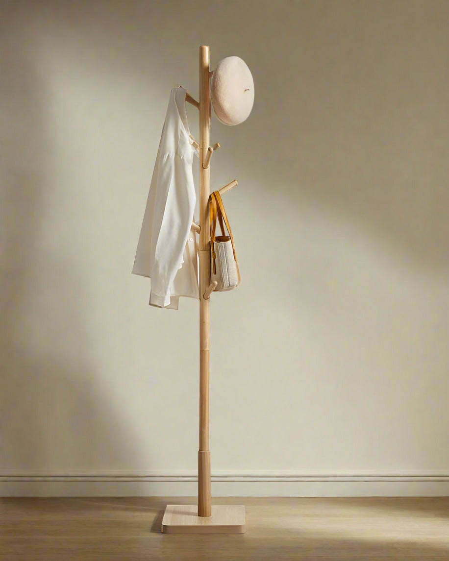 Modcraft Beige Free Standing Solid Coat Rack – 8 Hooks For Hallway