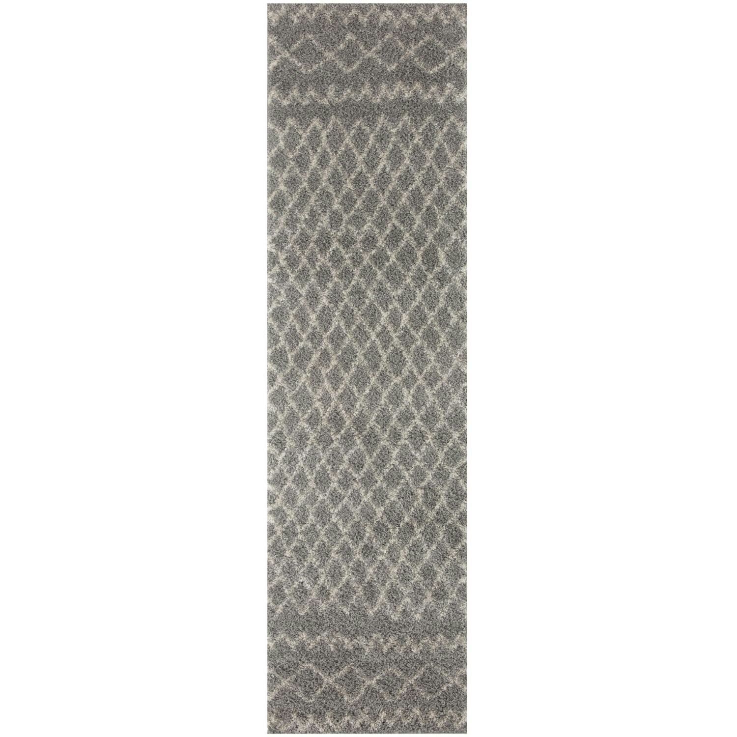 The Rugs Grey Moroccan Shaggy Rug | 910 - 80X300 Cm