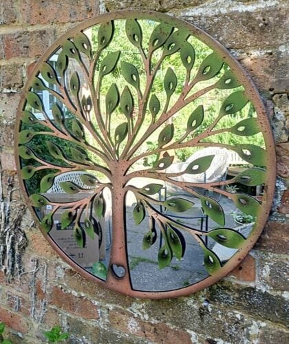 Inspirational Gifting Grey Tree Of Life Garden Mirror Screen 64Cm Diameter