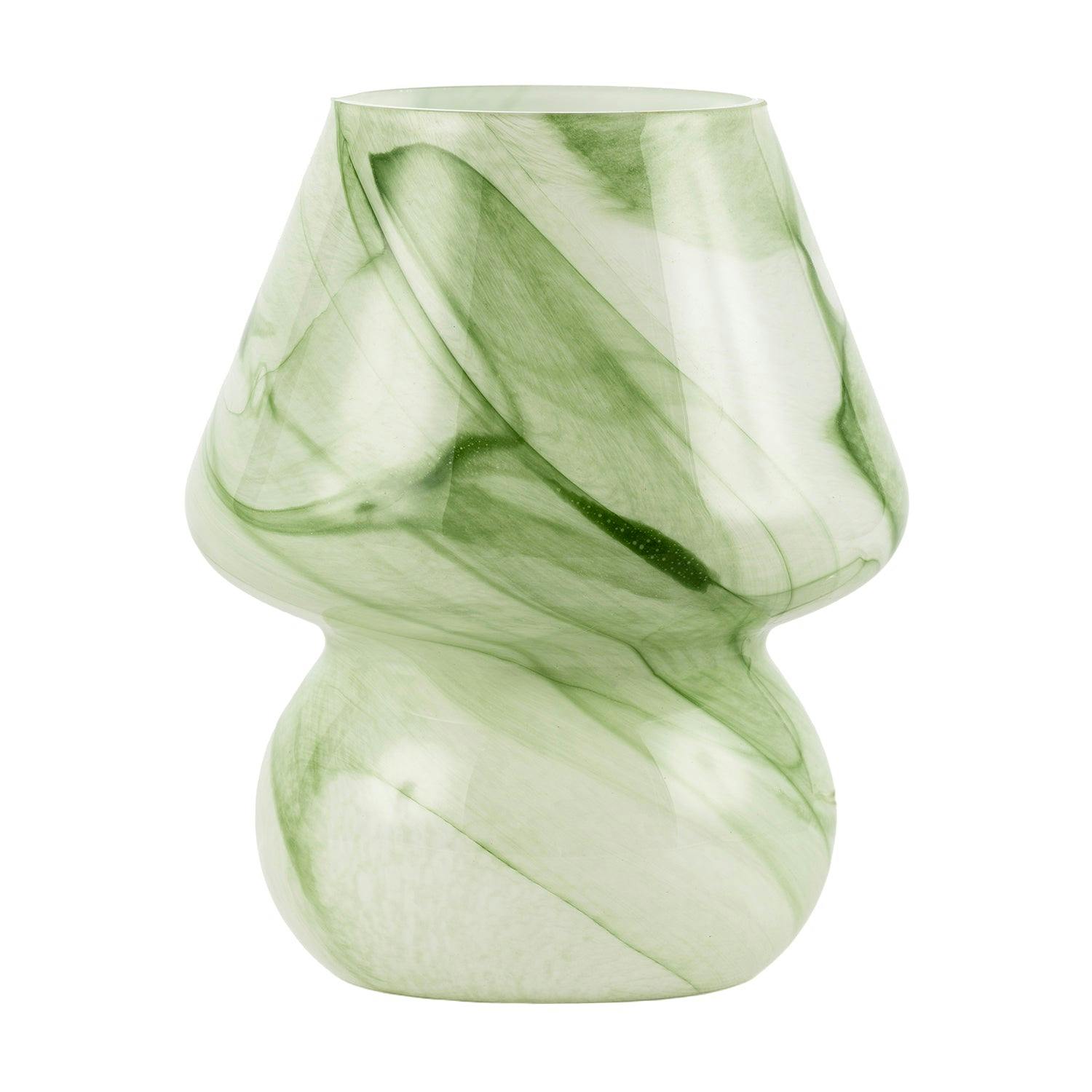 Happy Homewares Green Modern Mini Mushroom Glass Table Lamp With Marble Effect Pattern