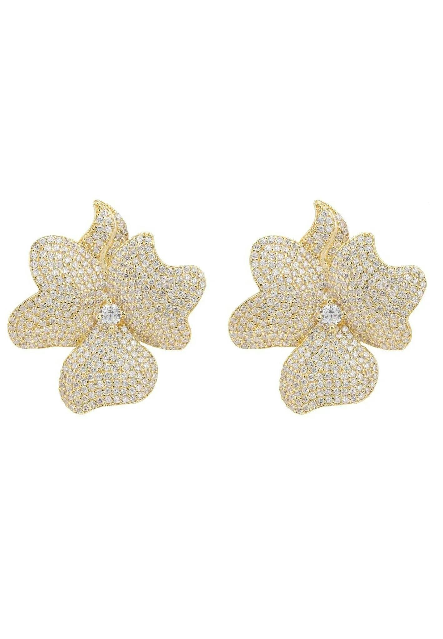 Latelita Gold Flower Large Stud Earrings