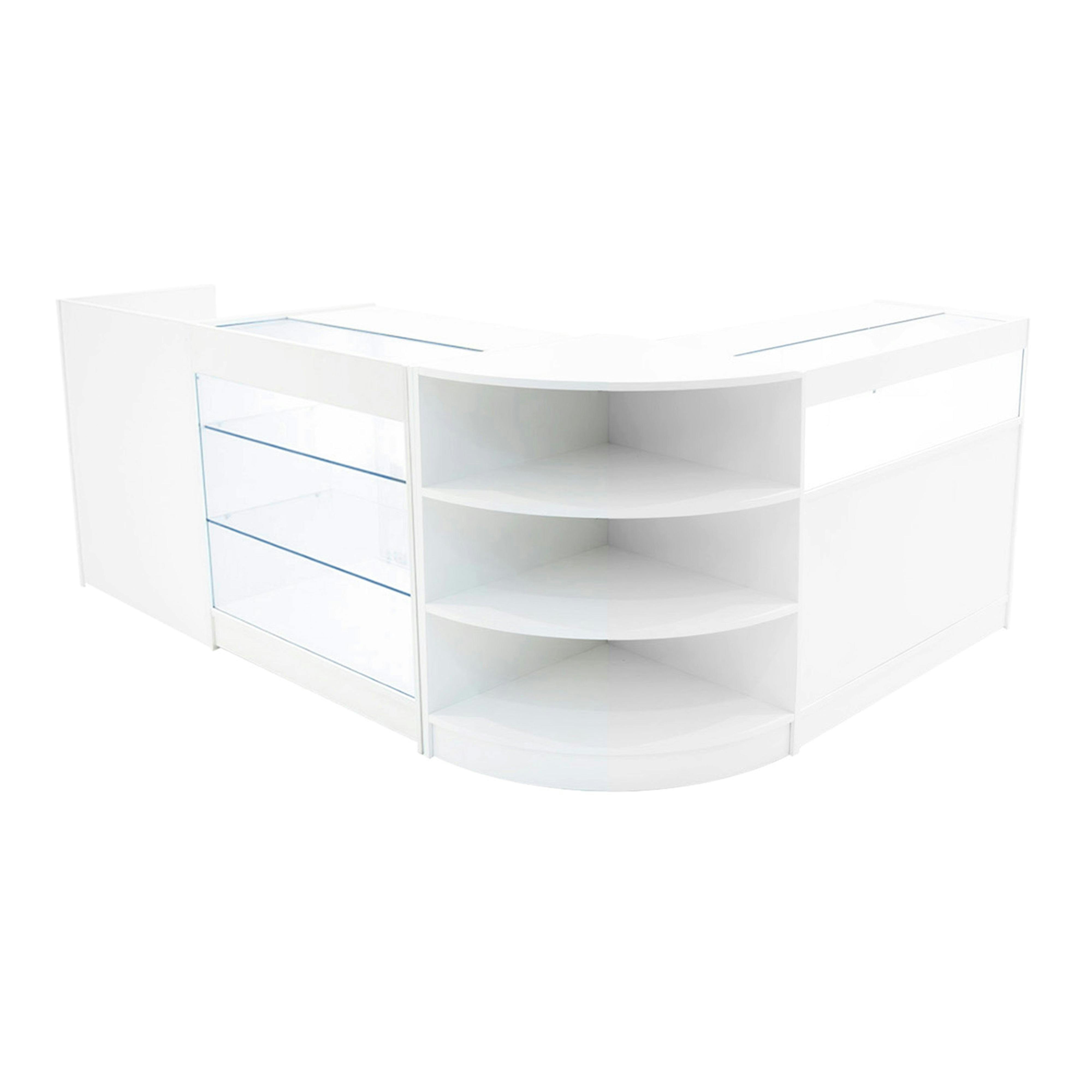 Rackhams White Hyperion Led Shop Counter Set K900, B900, Tb60 & Lm60