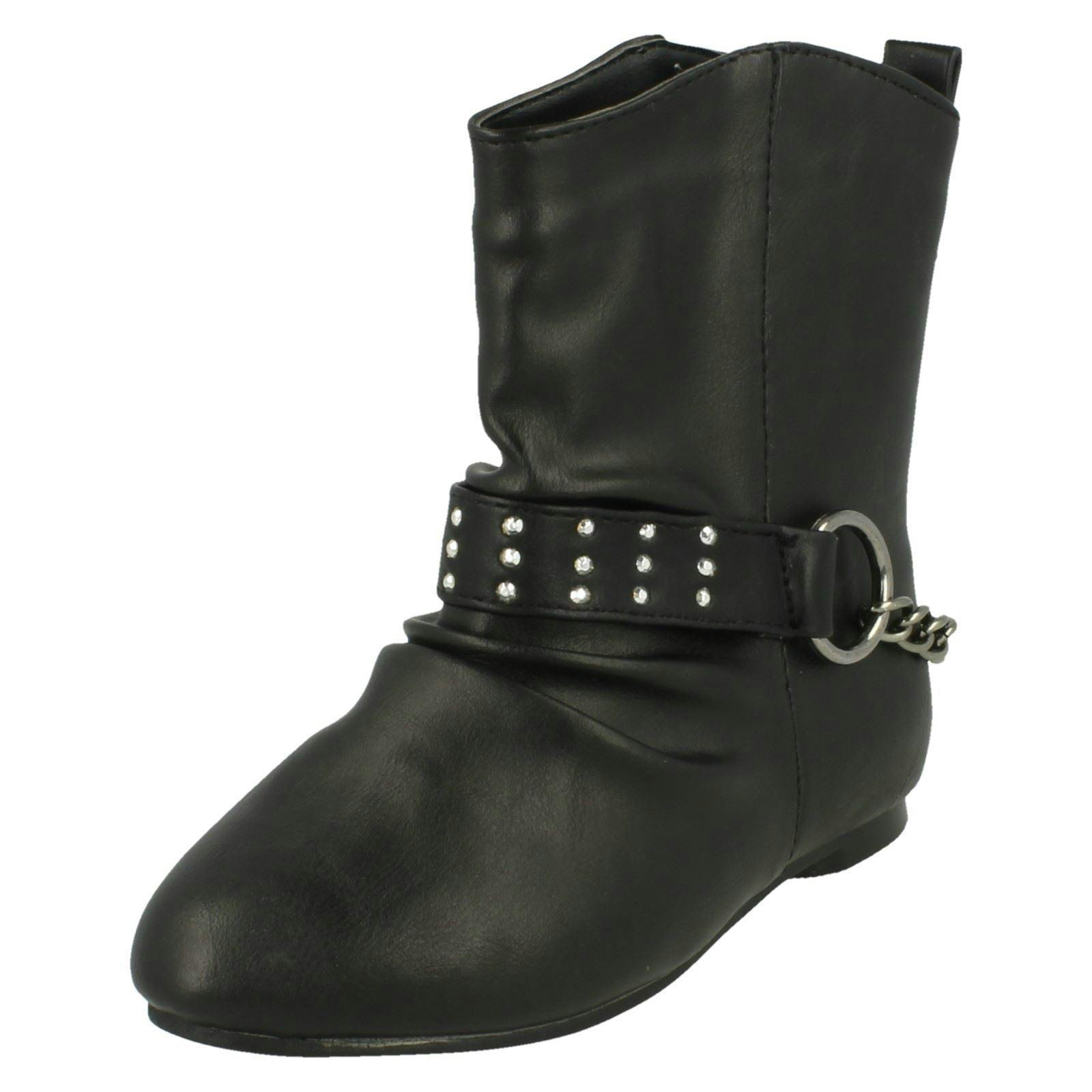 Spot On Girls Black Flat Ankle Boot H4087 - Uk 12 Child