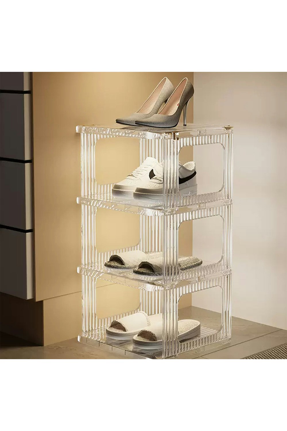 Rackhams 3-Layer Luxurious Style Detachable Shoe Rack - Clear