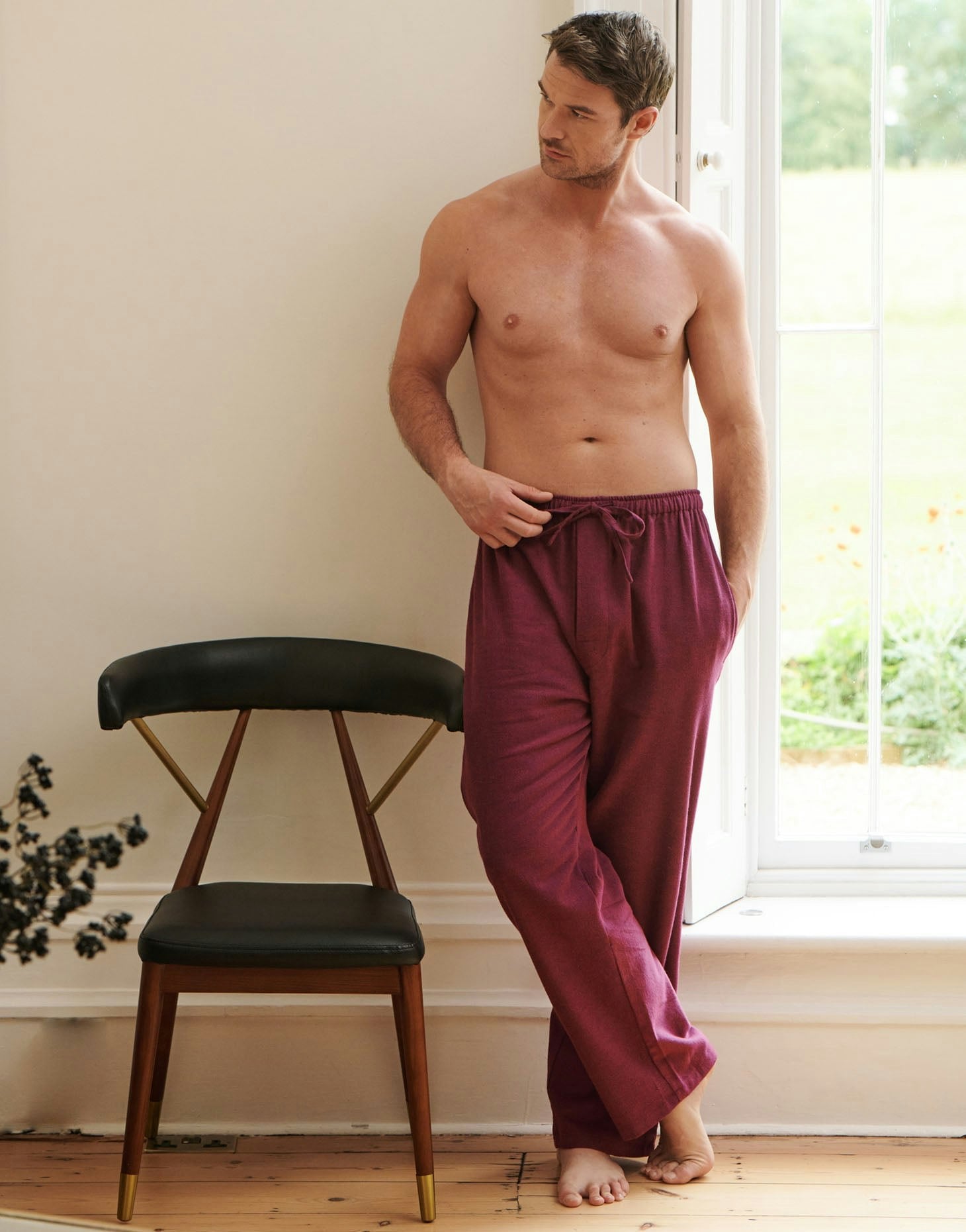British Boxers Men's Brushed Cotton Pyjama Trousers – Cahors Herringbone - XX-Large