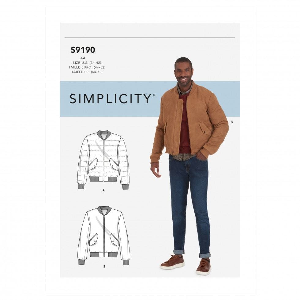 Simplicity Men's Sewing Pattern 9190, Jackets For Bb (44-46-48-50-52) - Intermediate - Bb (44-46-48-50-52)