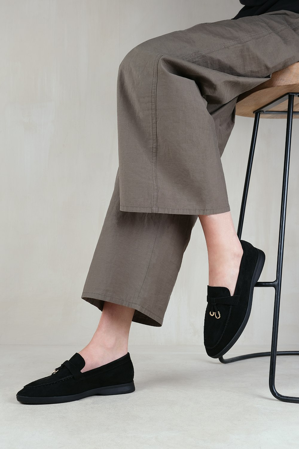 Where's That From Black Pegasus Wide Fit Slip On Trim Loafers With Accessory Detailing In Suede - 5E