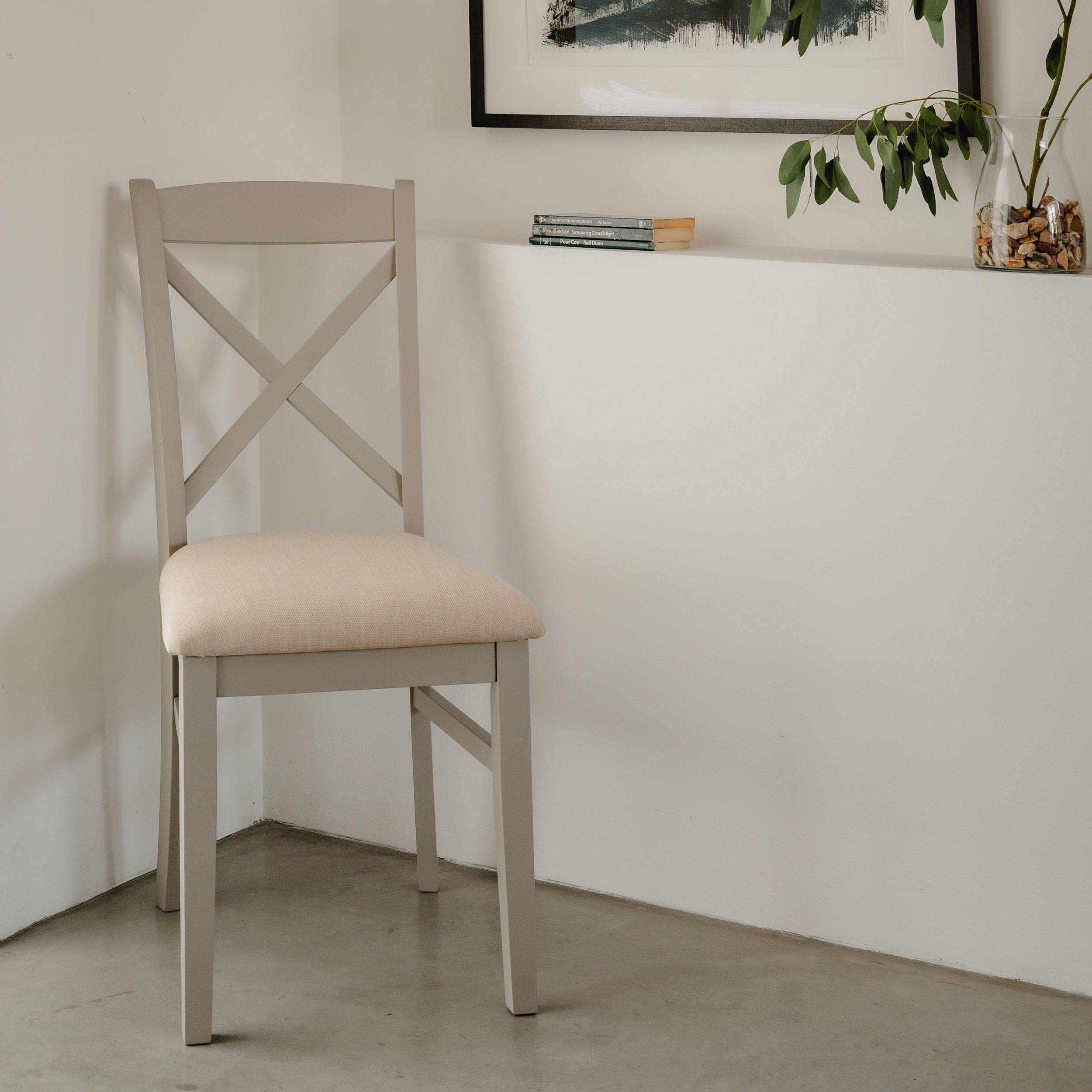 Statement Furniture Beige Florence Crossback Dining Chair With Upholstered Seat - Truffle,