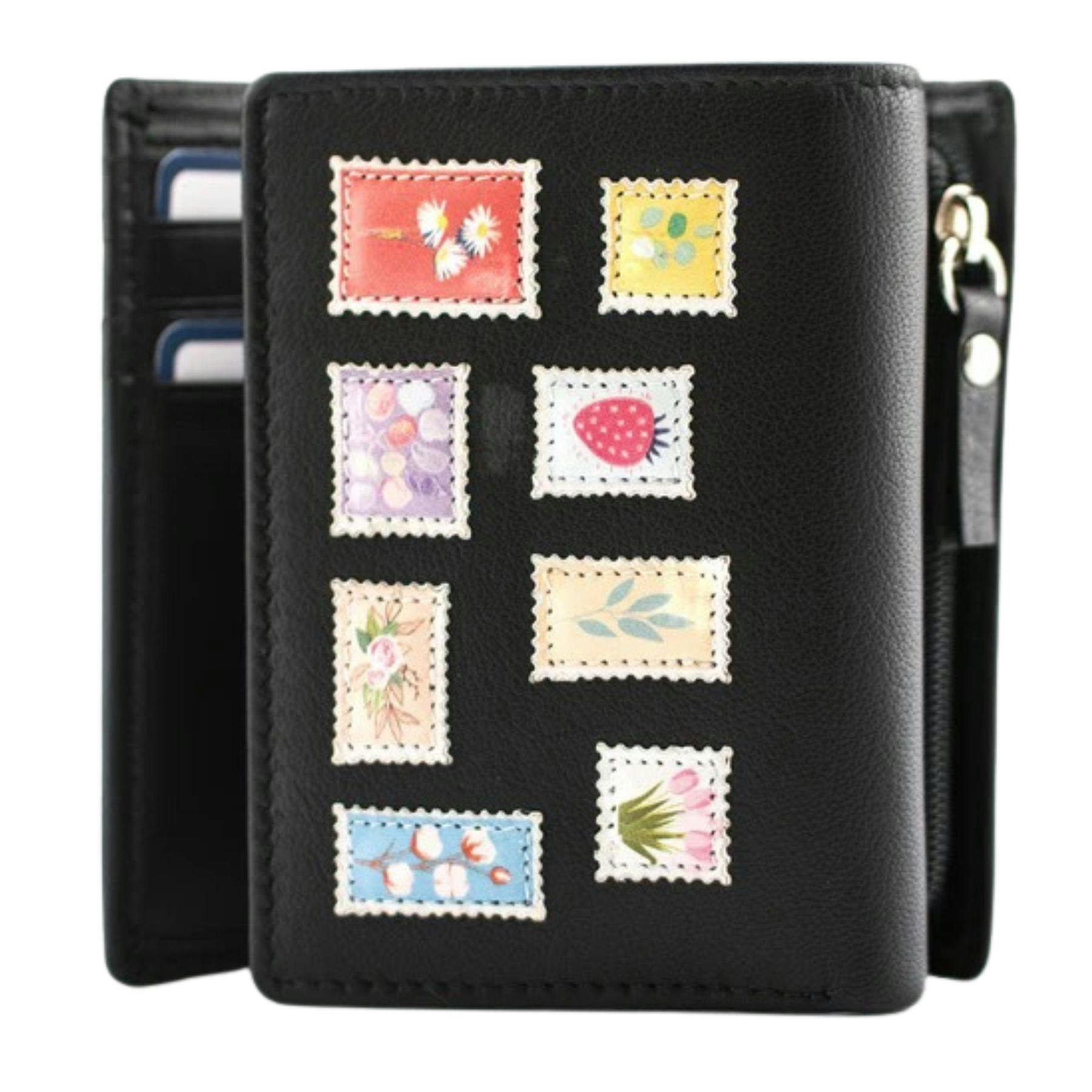 Mala Leather Black The Botanists Post Range Tri Fold Purse - One Size - Leather
