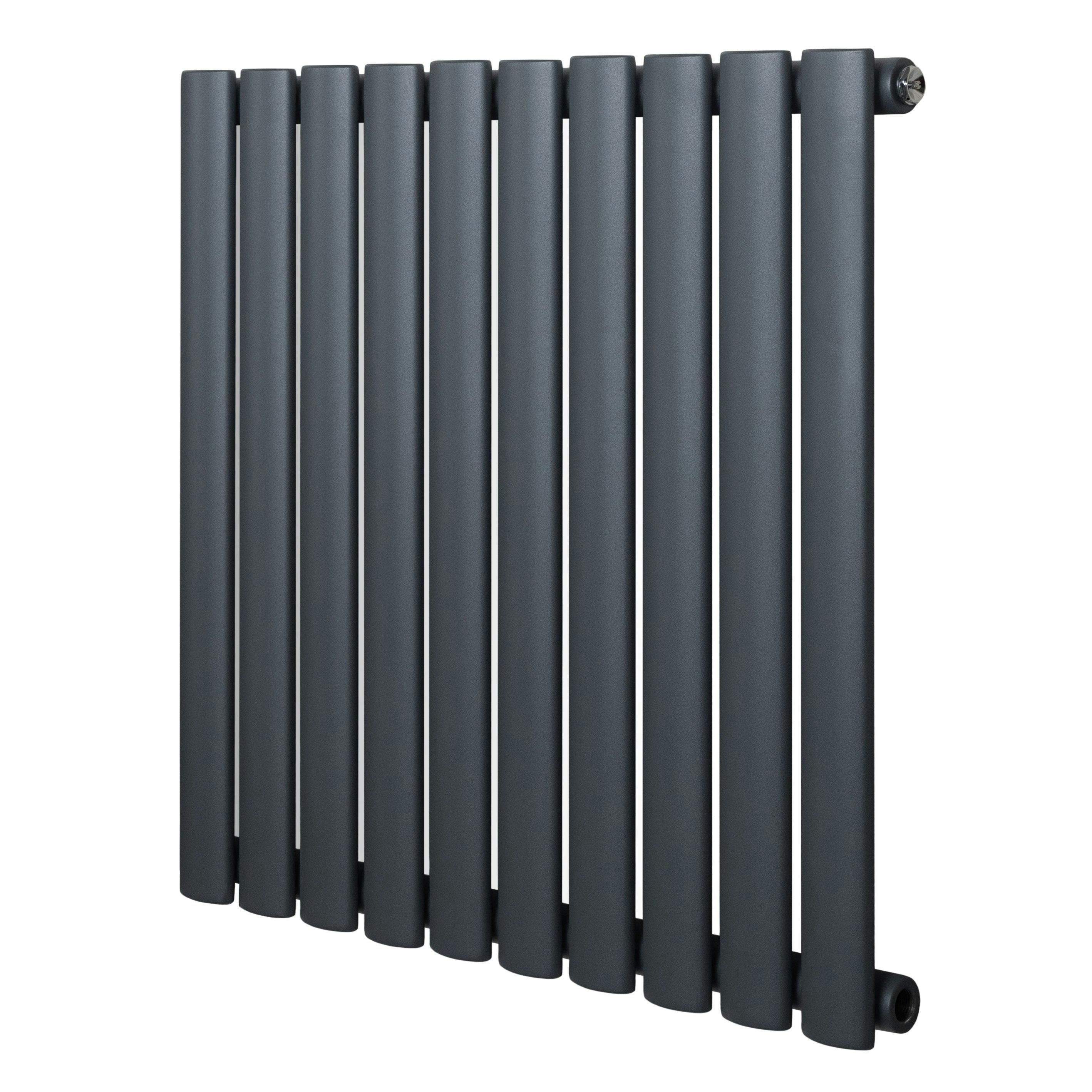 Monstershop Anthracite/Grey Oval Single Column Radiator - 600 X 600Mm