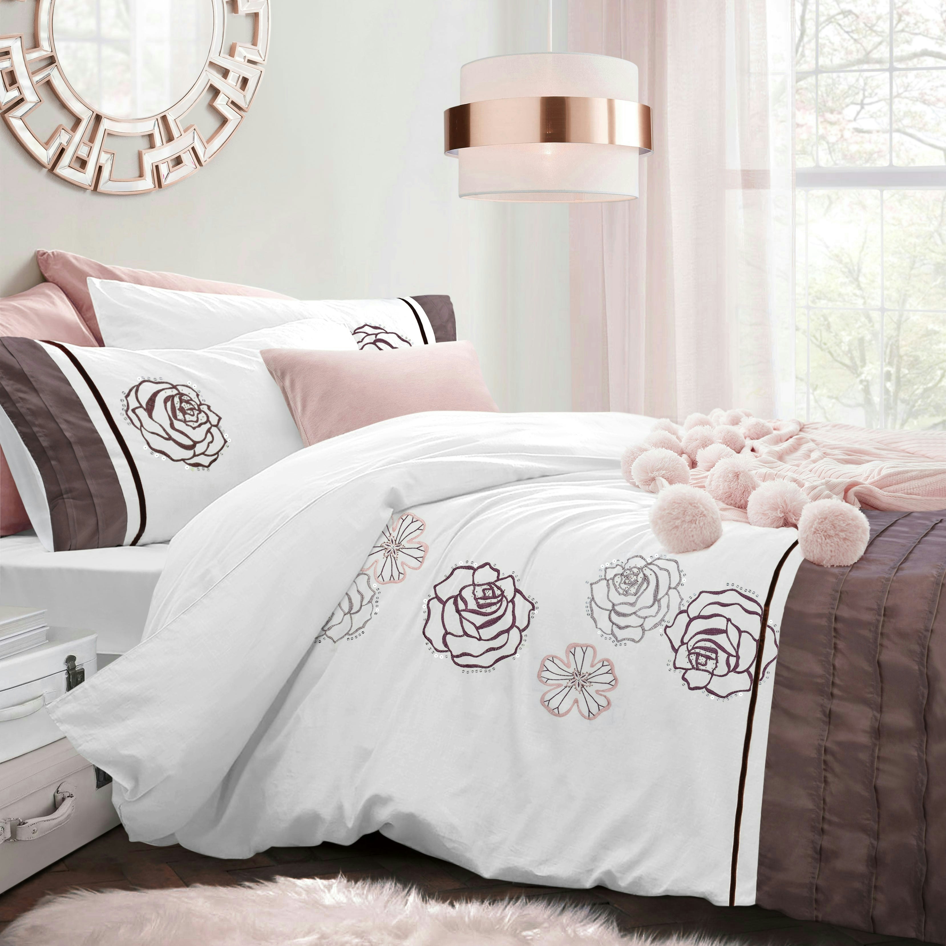 Intimates Floral Florentine Sequin Duvet Cover & Pillowcase Set - Multi - Double
