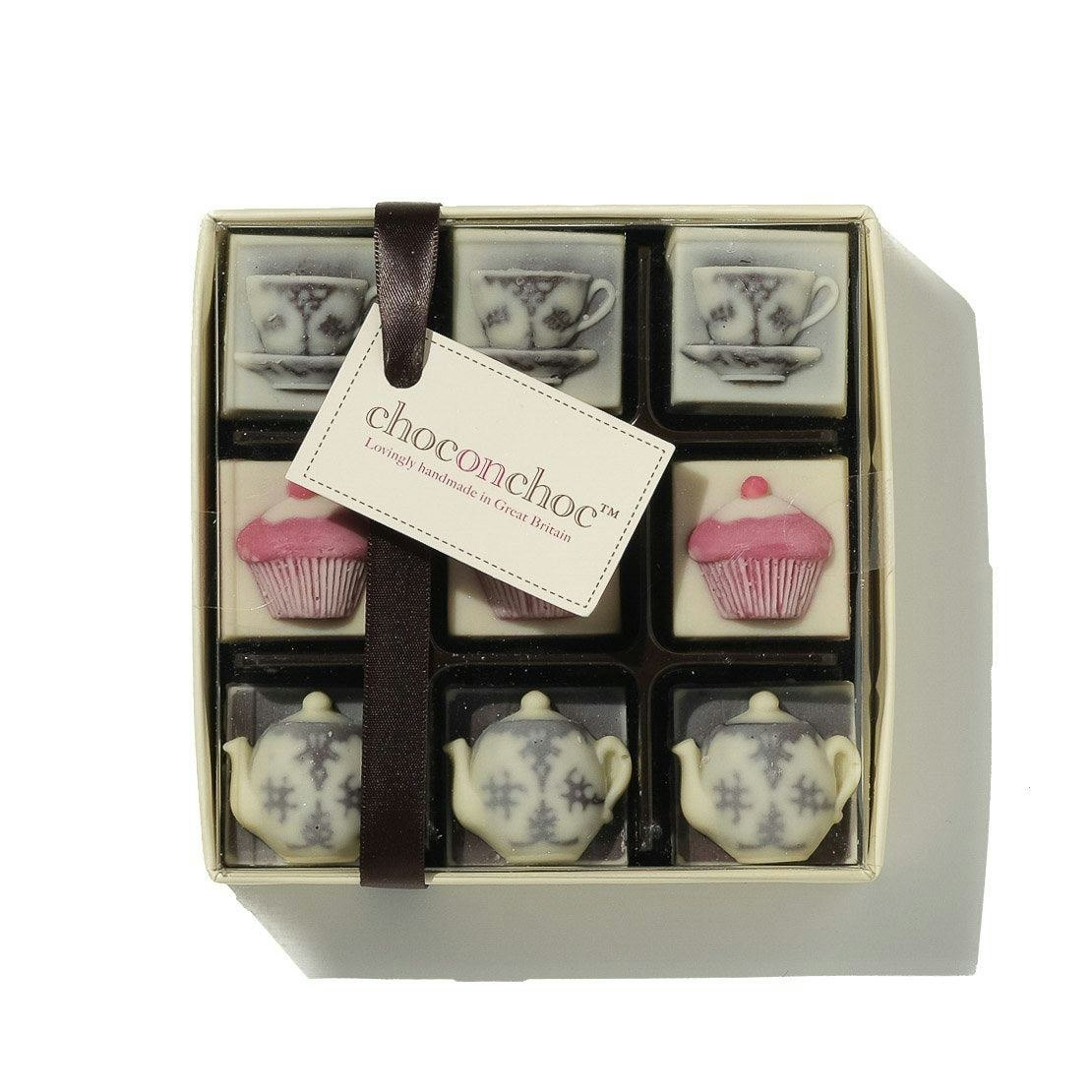 Choc On Choc Dark/White Chocolate Teapots, Tea Cups And Cakes