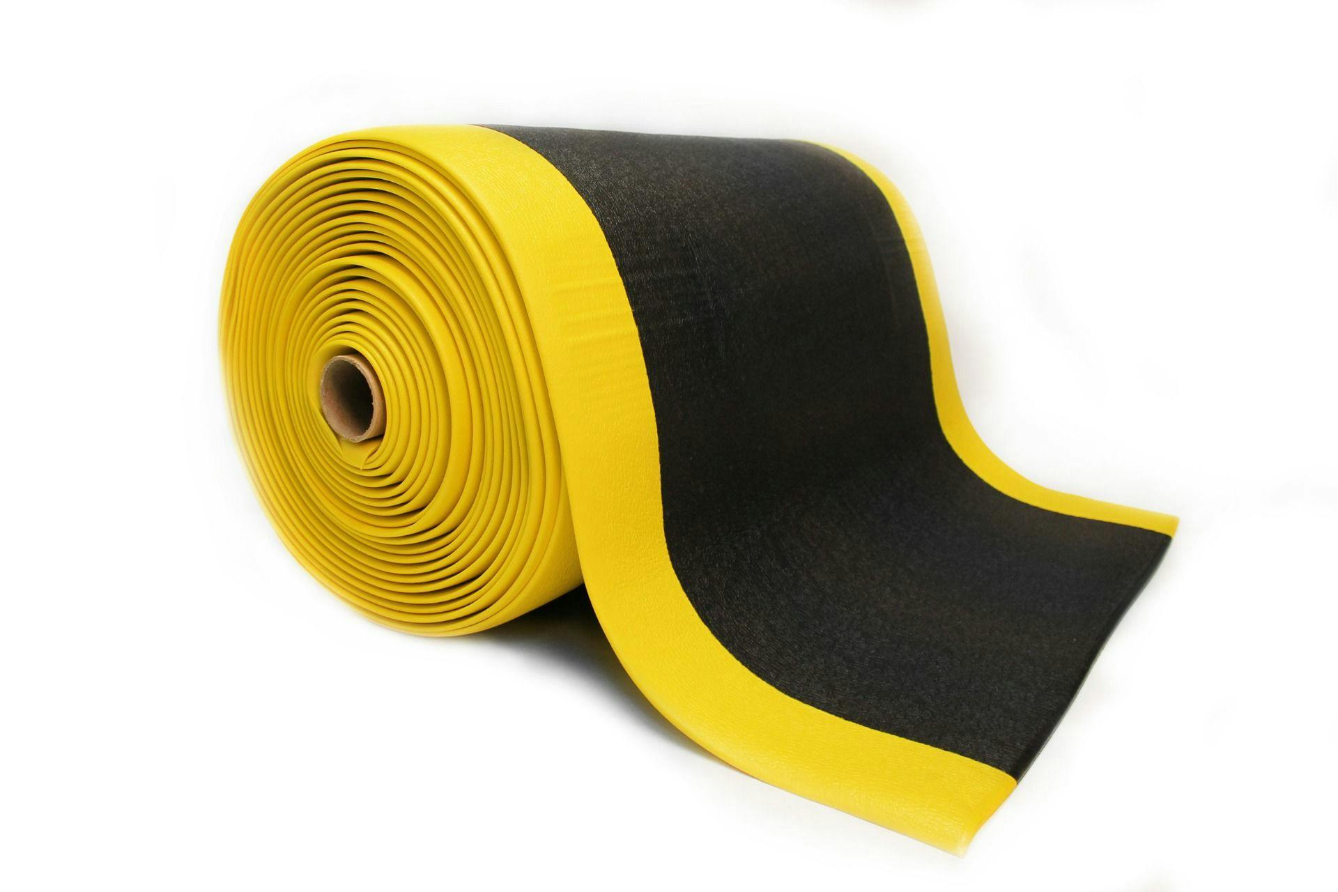 Rackhams Black/Yellow Anti Fatigue Mat - Commercial & Industrial Use - 12.5Mm - 90Cm X 18.3M Roll
