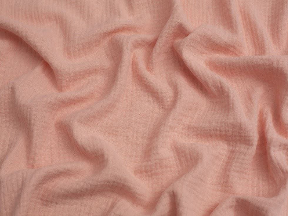 Minerva Core Range Peach Minerva Cotton Double Gauze Fabric - Plain Design Dressmaking Fabric, 130 Cm / 52" Wide - Per Metre - Pastel