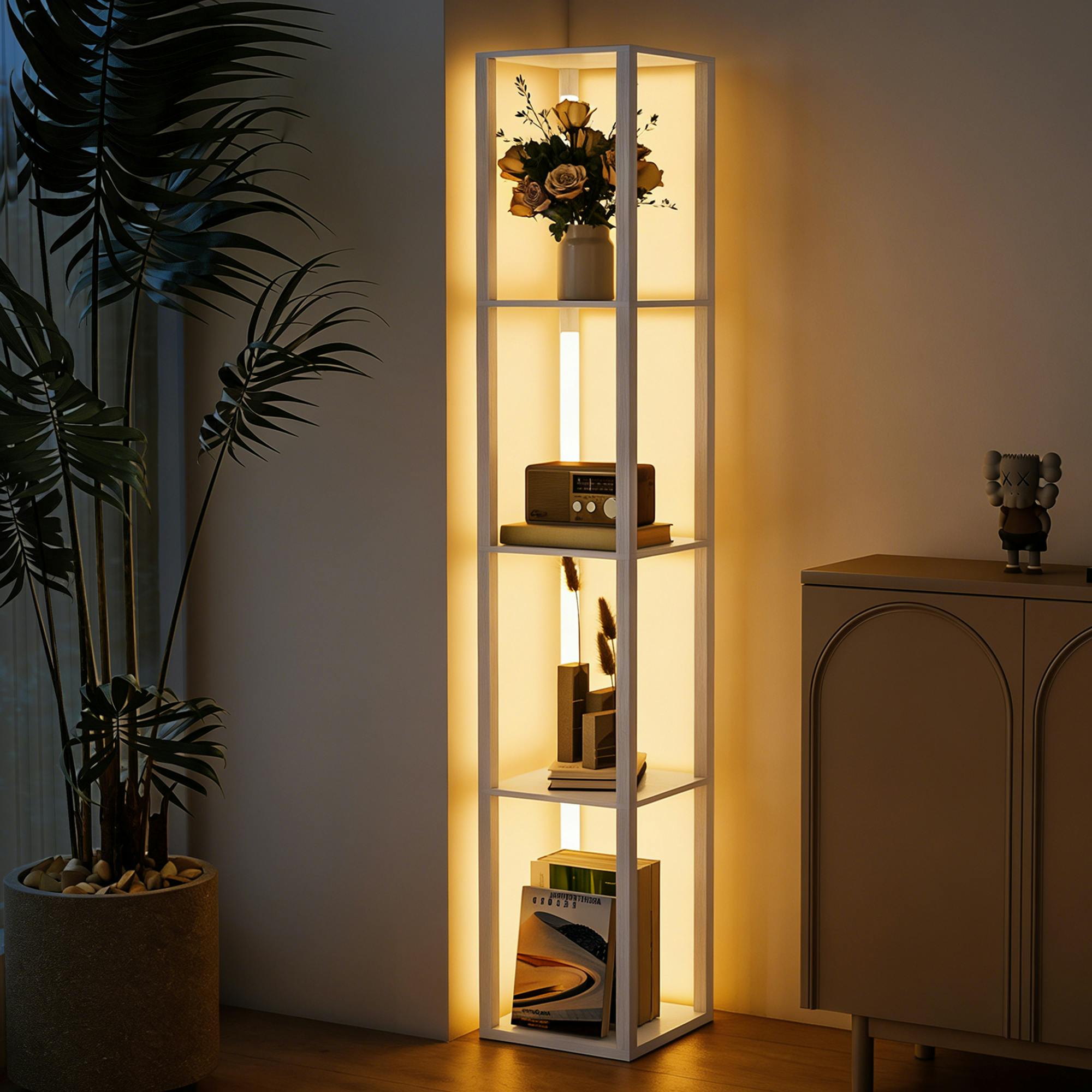 Rackhams White Floor Lamp For Living Room, Standing Lamp With Foot Switch,