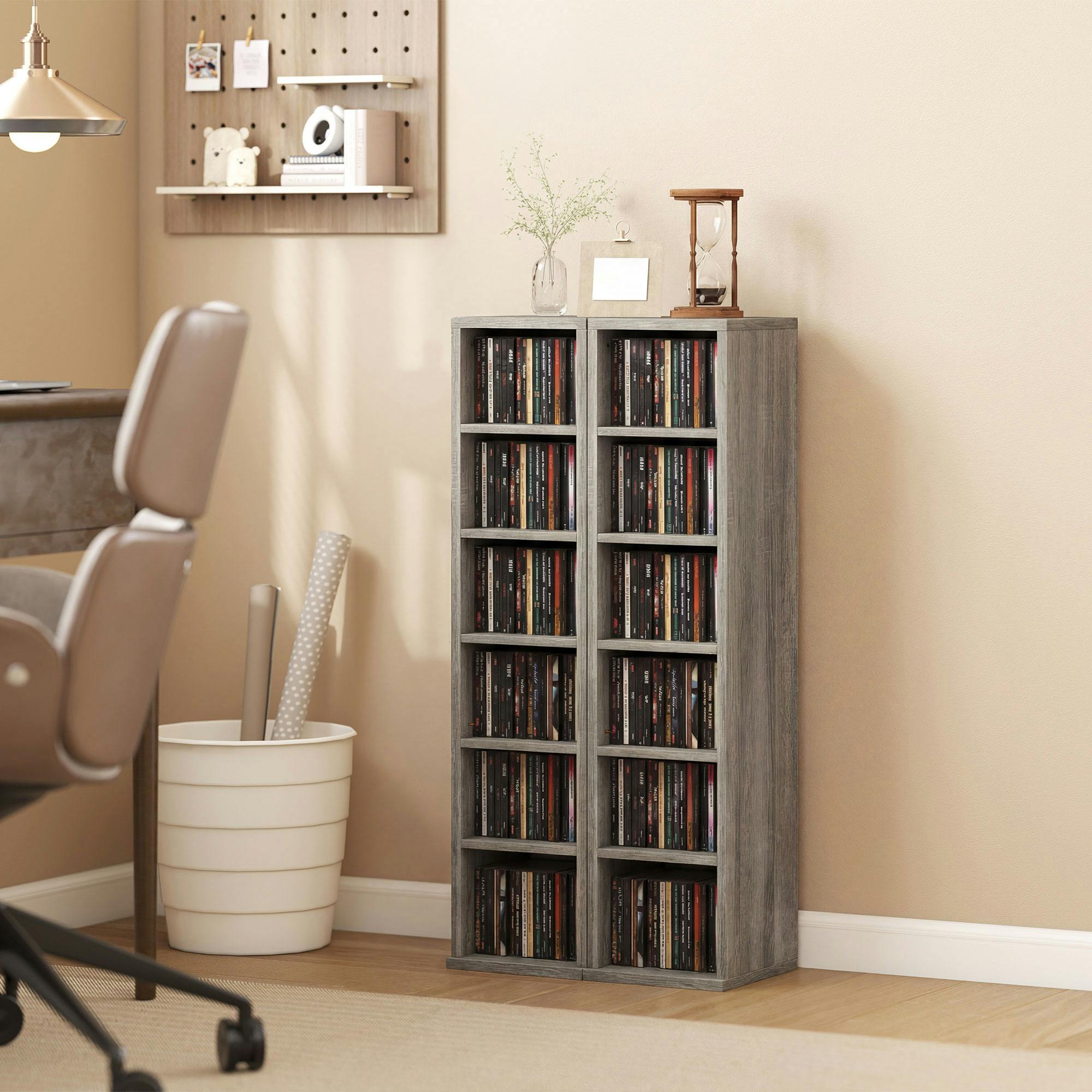 Rackhams Grey Set Of 2 Cd Storage Units Dvd Shelf With Adjustable Shelves - Distressed - 2