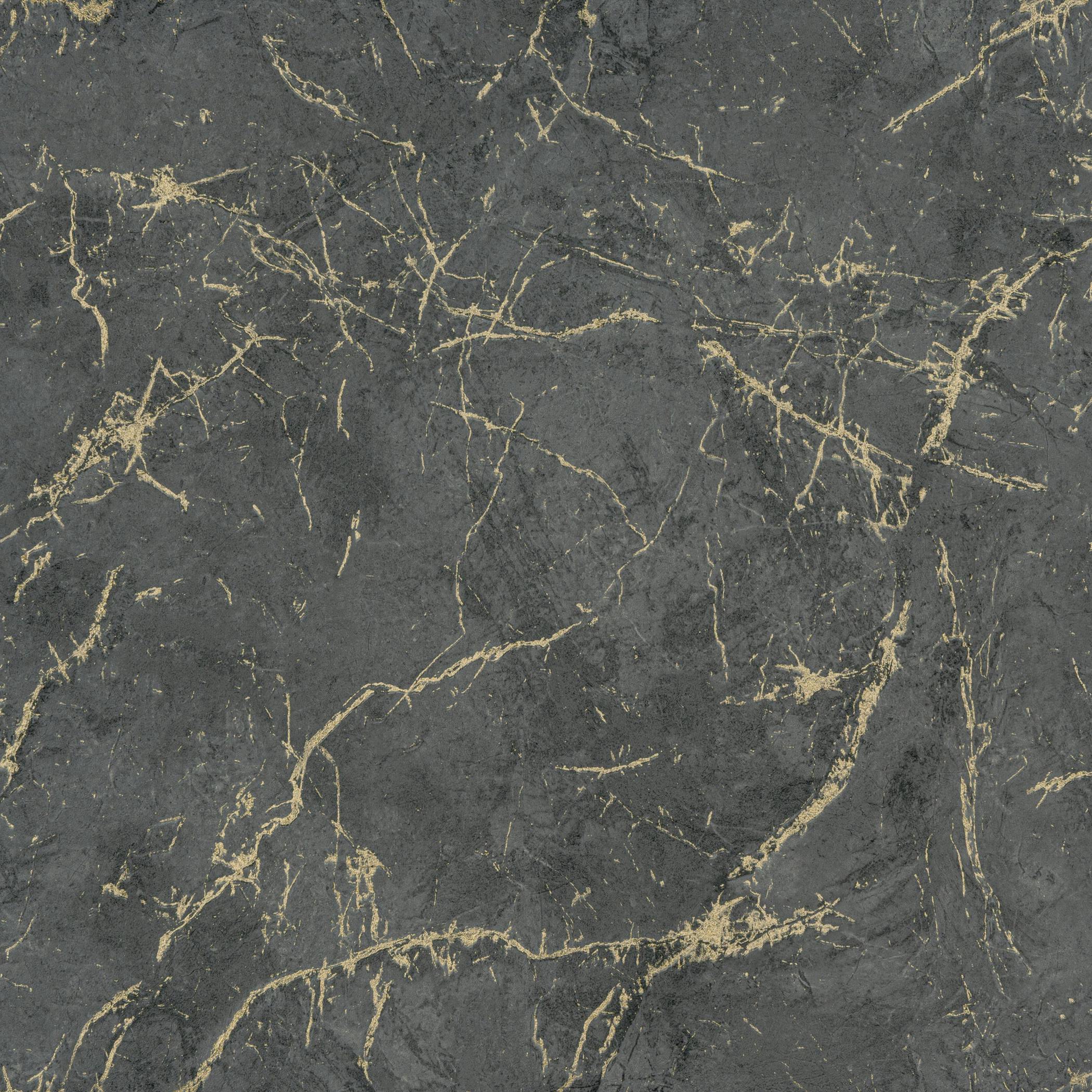 Rackhams Golden/Black Thassos Thread Marble Textured Wallpaper, Ash