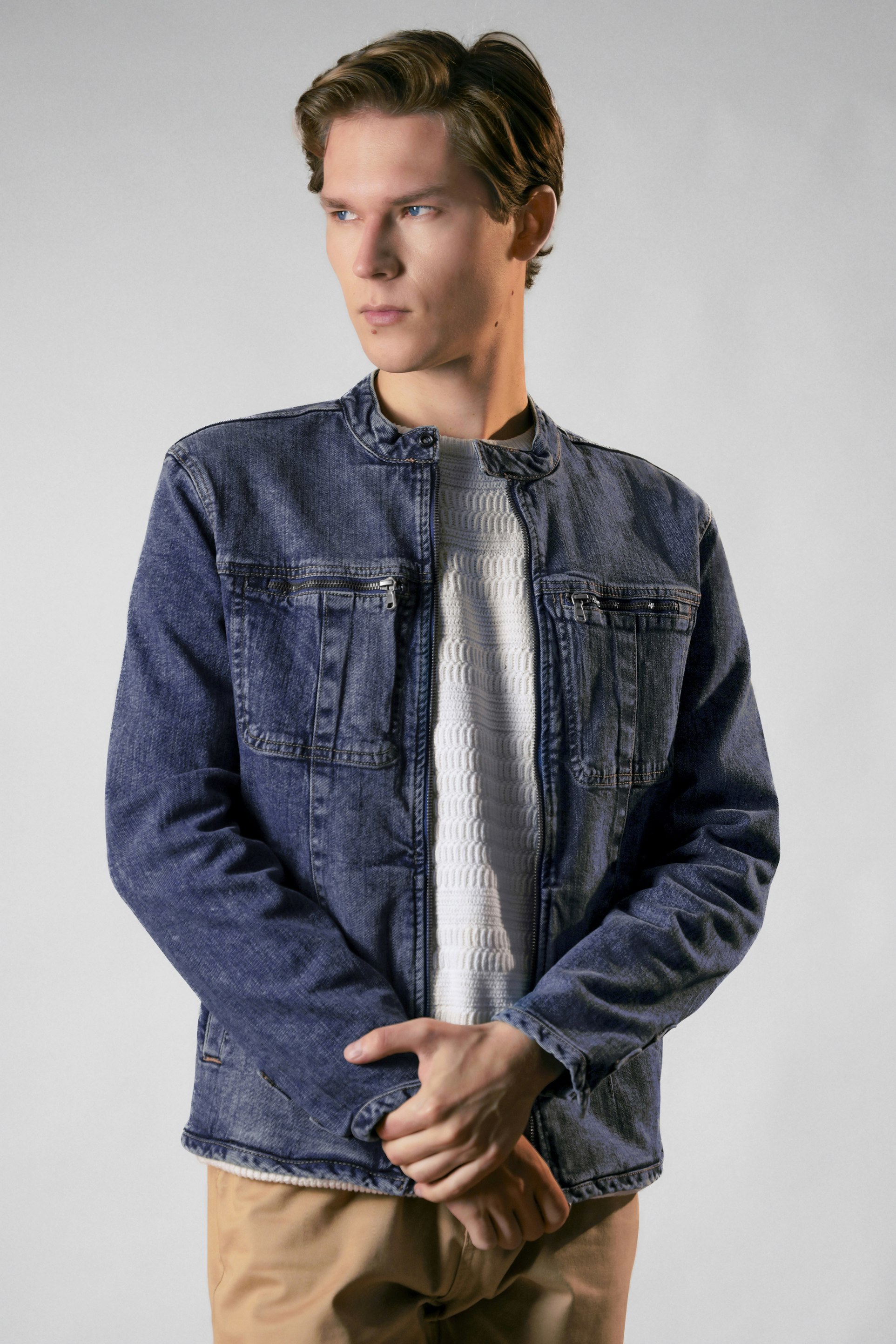 Enorsia Men's Indigo/Blue Biker Denim Jacket - Xxl - Mid - 99% Cotton, 1% Spandex